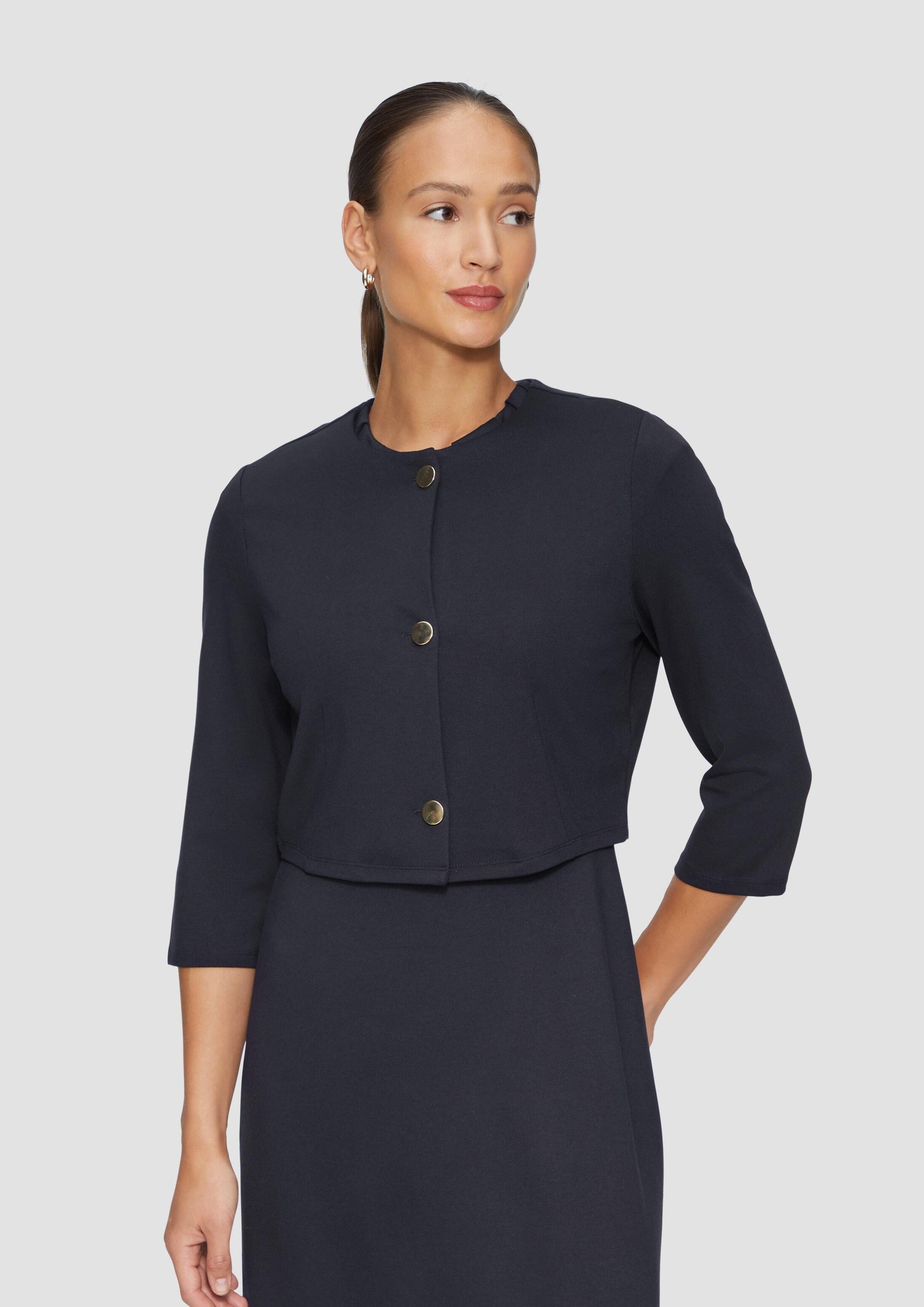 s.Oliver Funktionsjacke Indoor-Jacke Verkürzte Jacke im Boxy-Fit mit goldfarbenen Knöpfen