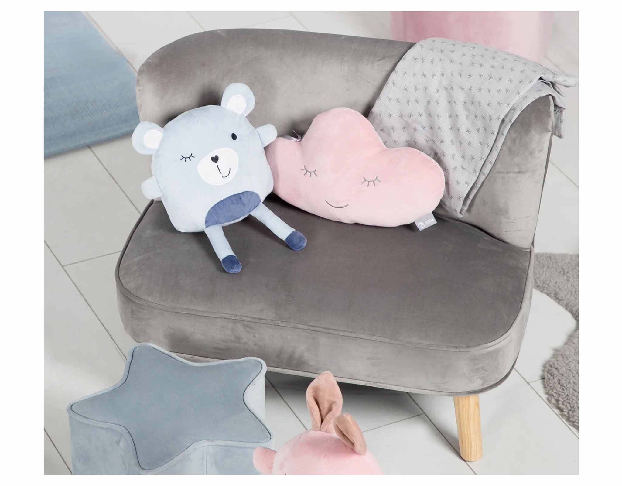 roba® Kindersofa Couch Kinderbank mit Samtstoff grau günstig online kaufen