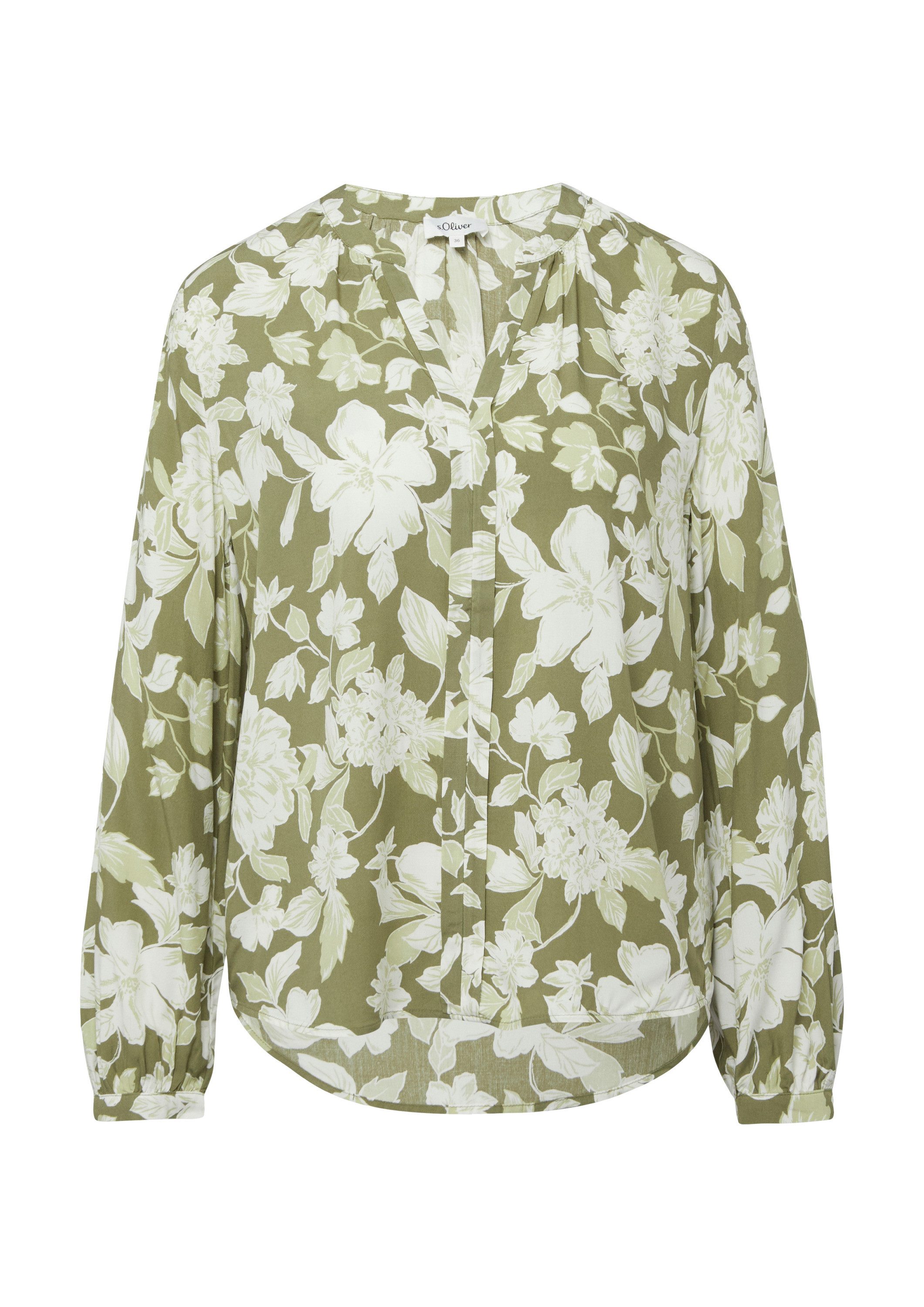 s.Oliver Langarmbluse Bluse Fließende Viskose-Bluse mit All-over-Print günstig online kaufen
