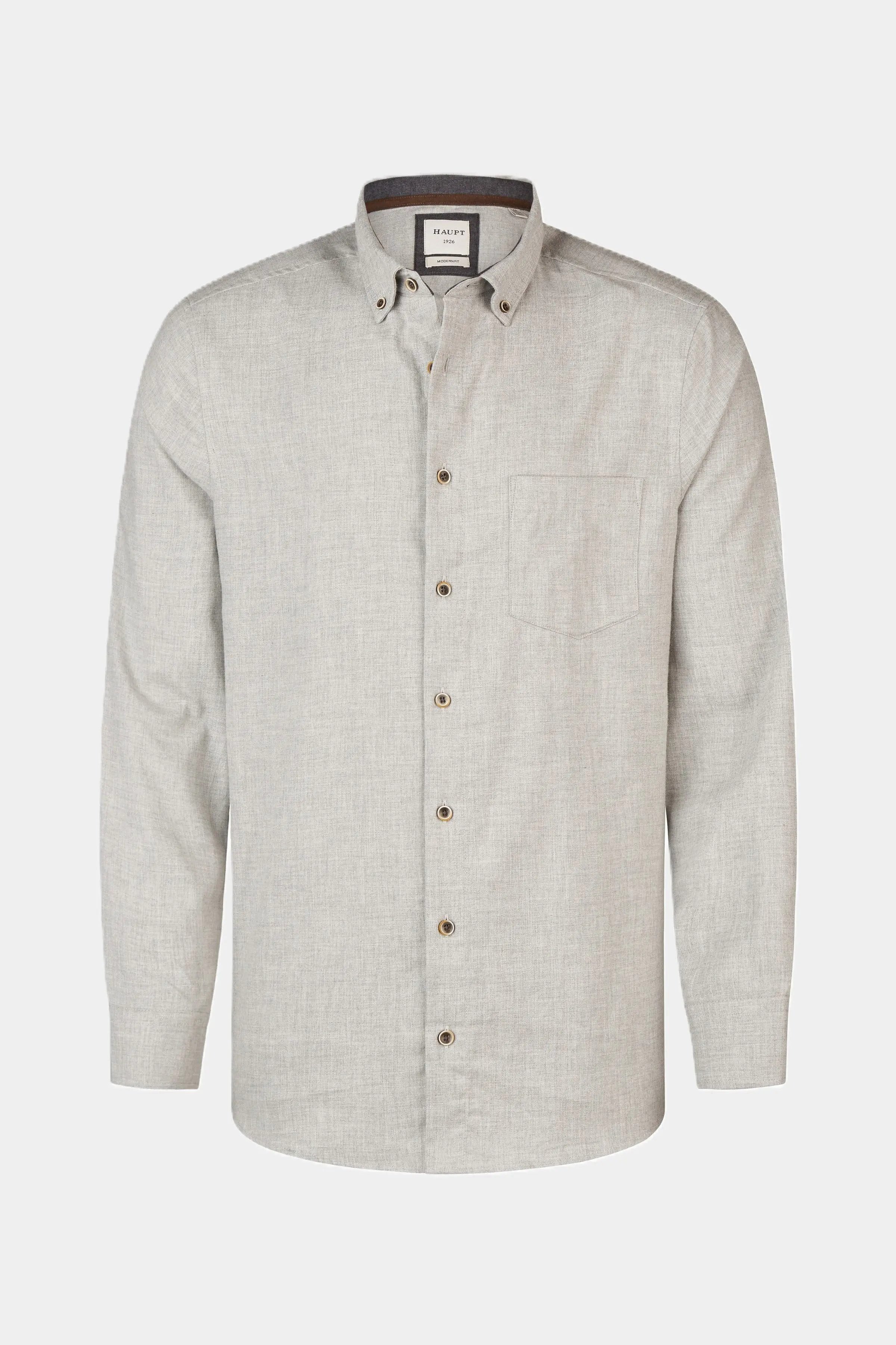 Haupt Langarmhemd Haupt Modern Fit Langarm Baumwoll-Herrenhemd Unifarben LIGHT GREY
