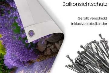 MuchoWow Balkonsichtschutz Blumen - Weg - Lavendel - Garten (1-St) Balkon Sichtschutz, Windschutz, 200x90 cm