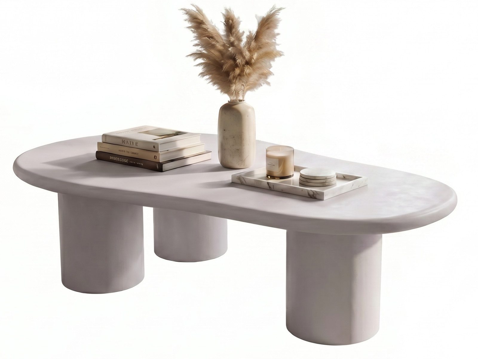 yourhouse24 Couchtisch Design MONTE 130x80cm, Mikrozement Grau, Organische Form (1 Tisch), Breite 130 cm