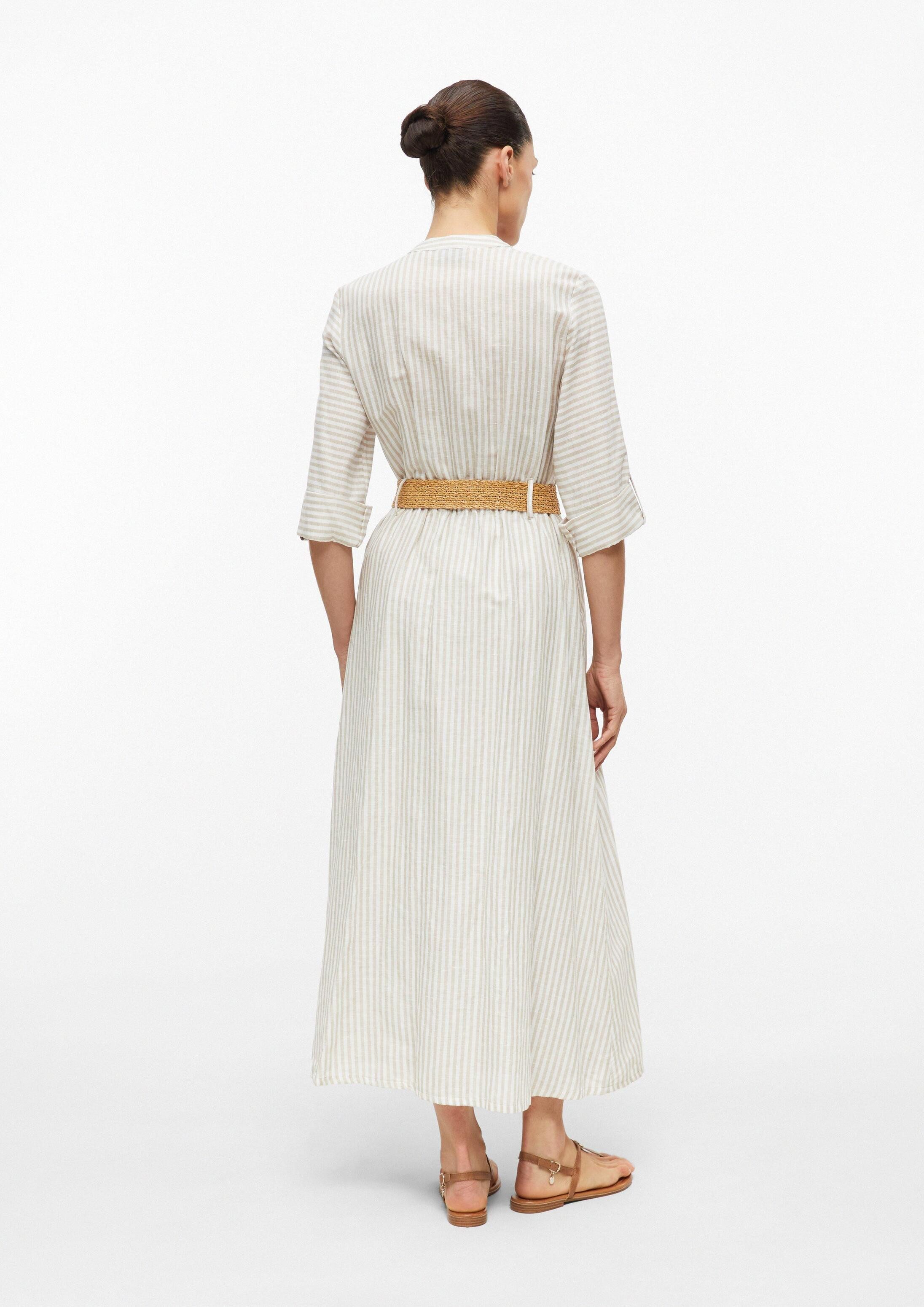 s.Oliver Midikleid Kleid Gestreiftes Midi-Leinenkleid mit Gürtel