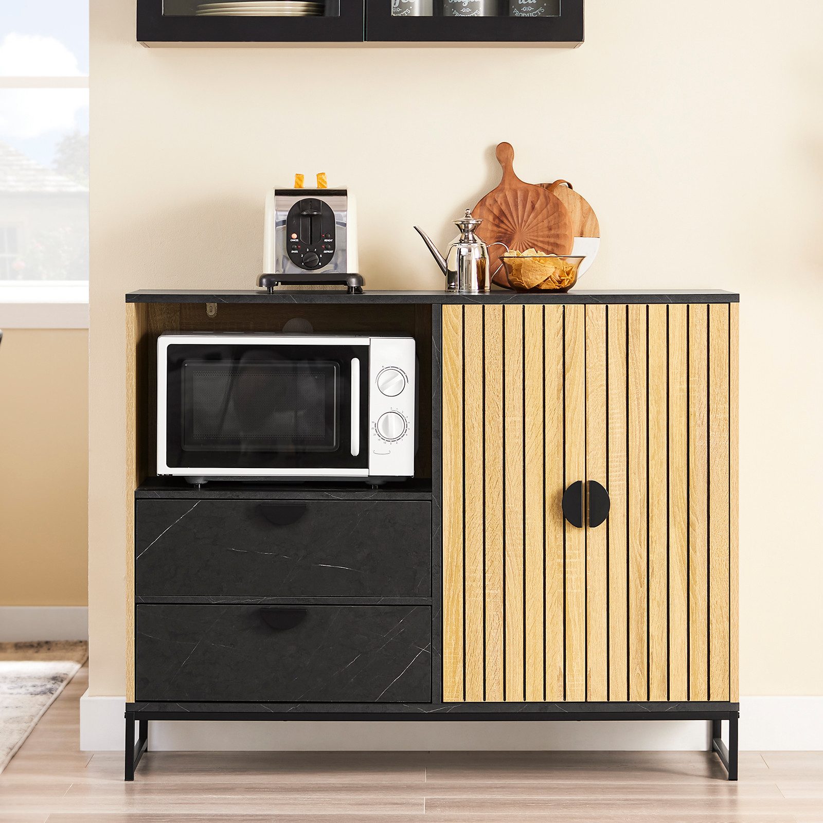 SoBuy Sideboard FSB103, Küchenschrank Kommode Mikrowellenschrank Mehrzwecks günstig online kaufen