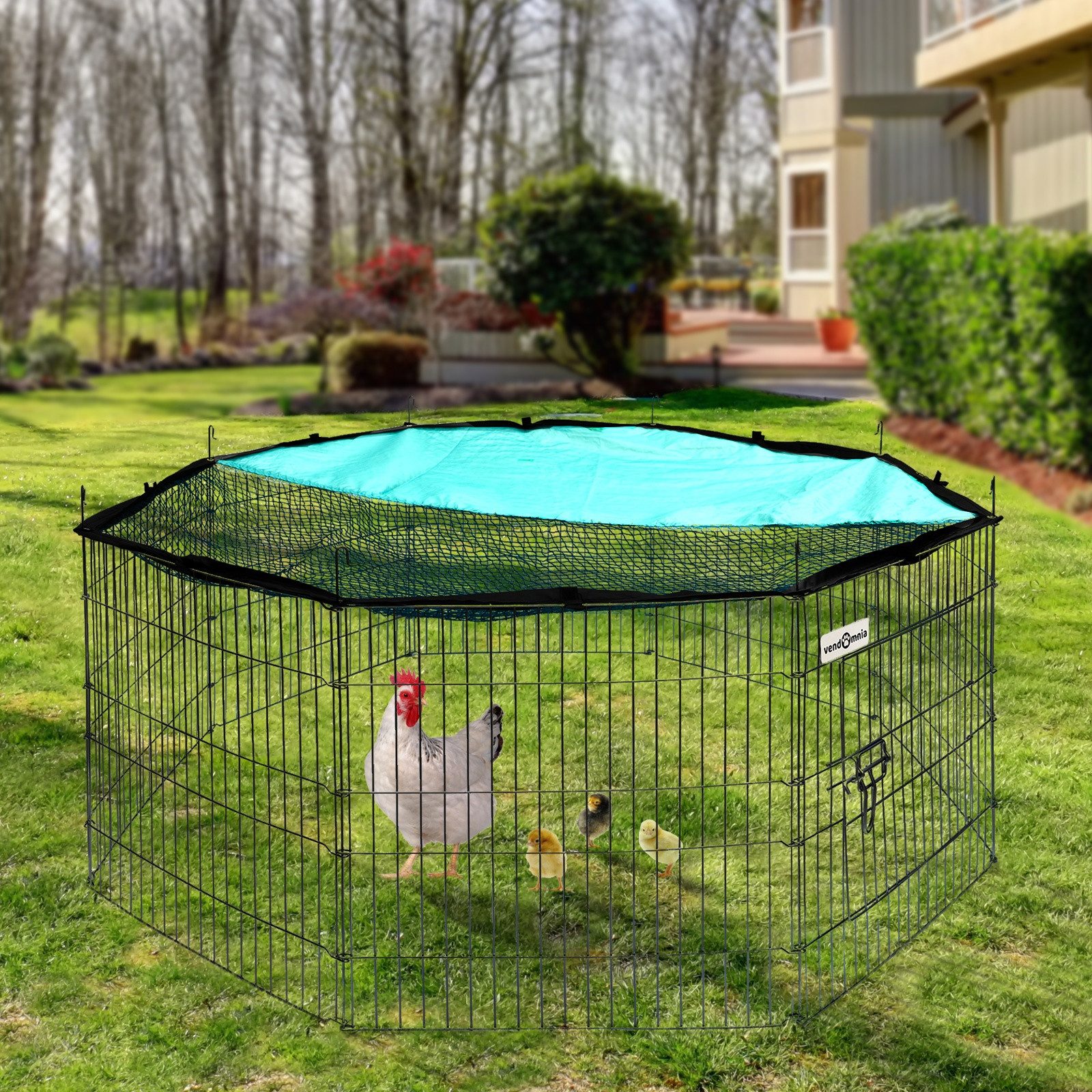 VENDOMNIA Freigehege Freilaufgehege für Kleintiere Haustiere, Tür - Netz, Sonnenschutz, verzinkt, Laufgehege Freilauf Nager Kaninchen, Hasen