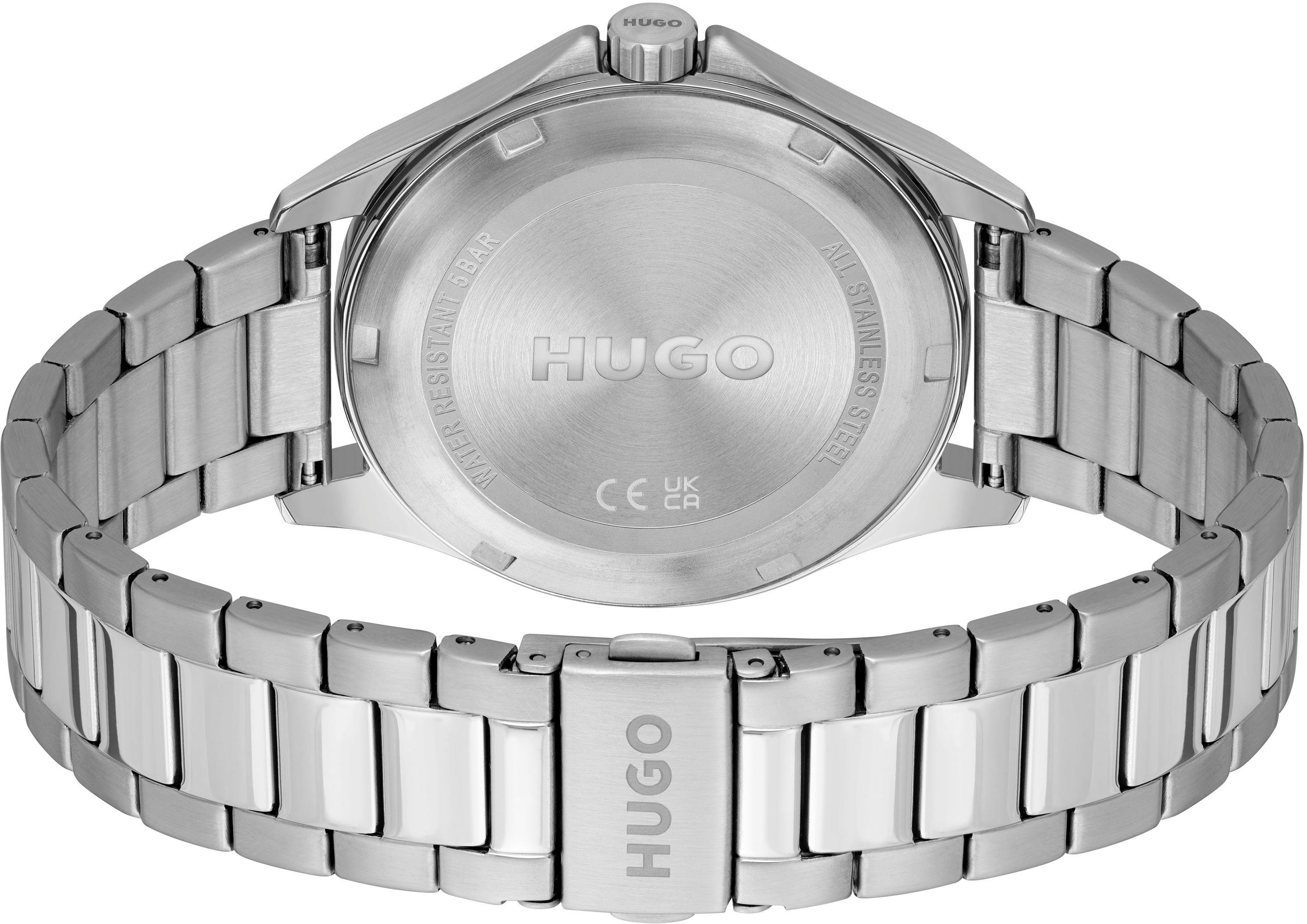 HUGO Quarzuhr #COMPLETE 1530323, Armbanduhr, Herrenuhr, Mineralglas, Edelstahlarmband