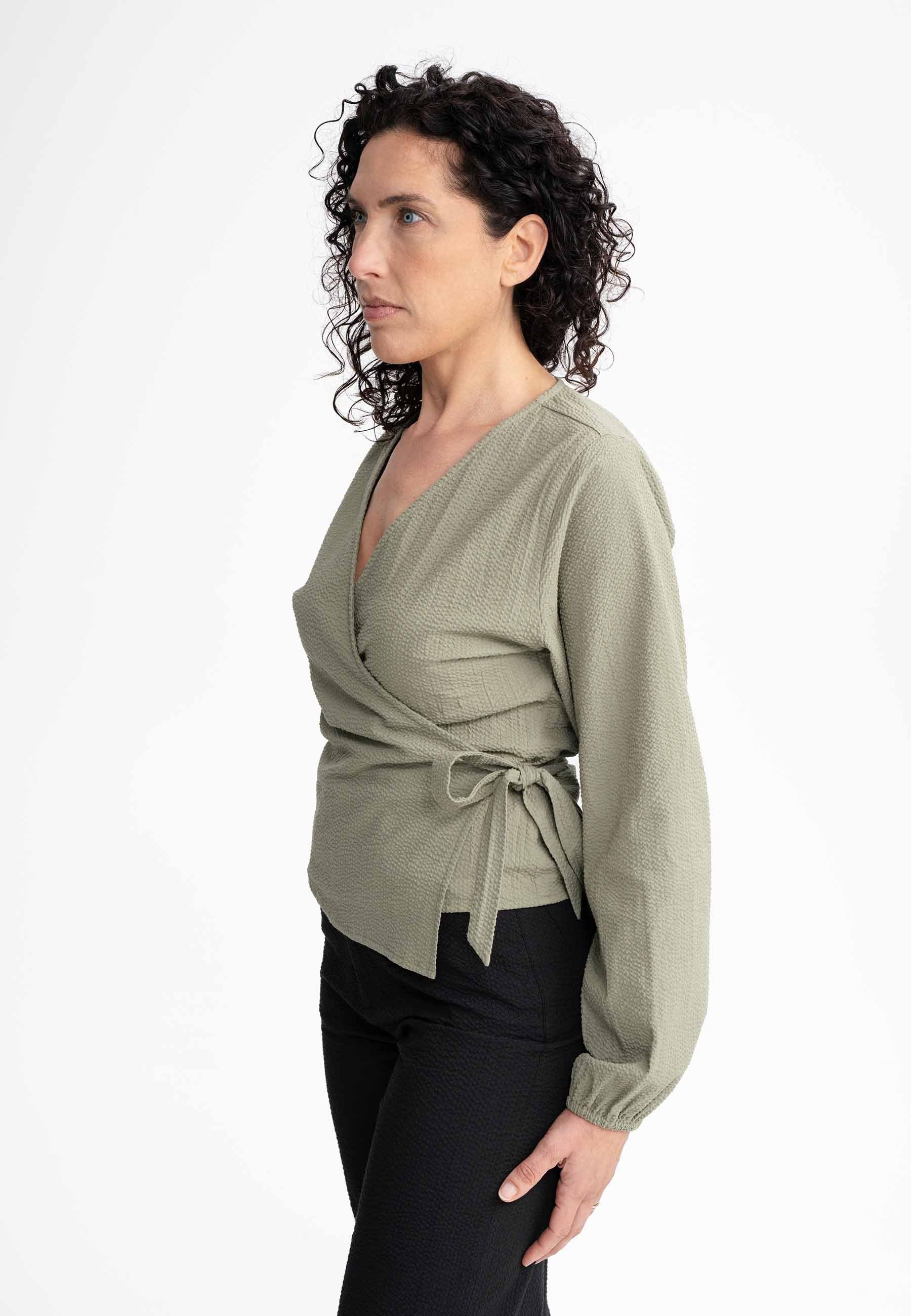 MELA Langarmbluse Damen Wickelbluse LILAM clean günstig online kaufen