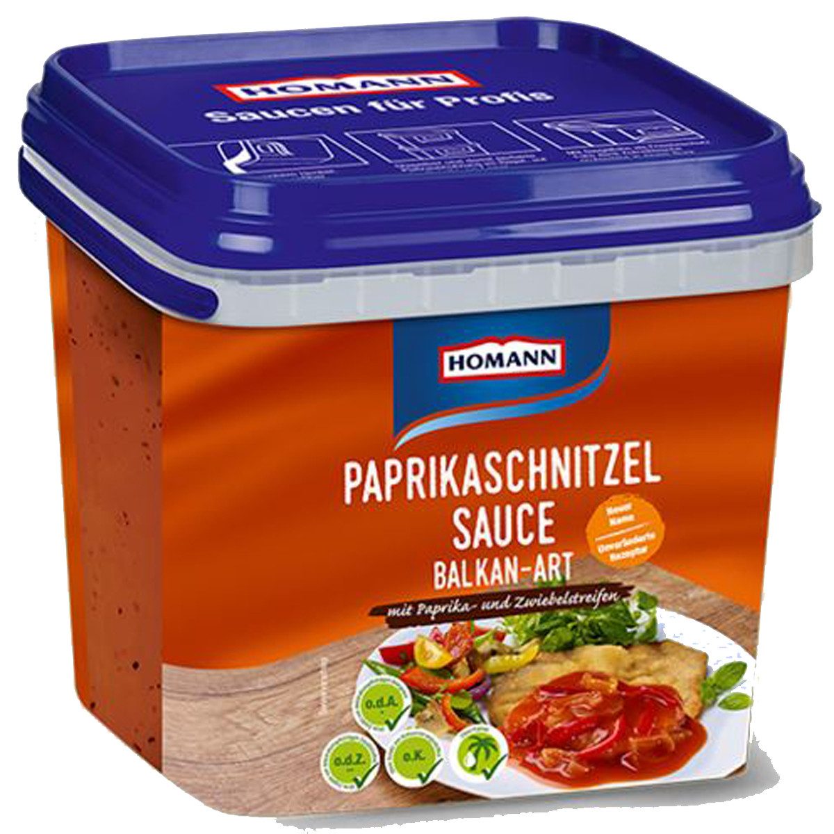 Homann Saucen, Homann Paprikaschnitzel Sauce Balkan Art mit Zwiebelstreifen 4000g