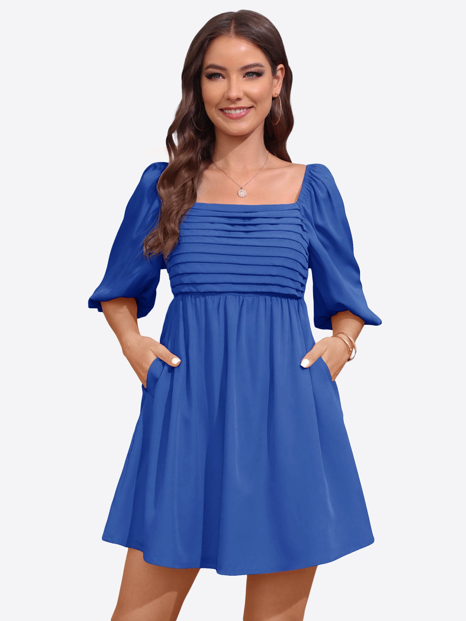 Imily Bela Babydollkleid Damen Lässiges rückenfreies Kleid (Packung, 1-tlg., 1per-Pack) Einfarbig