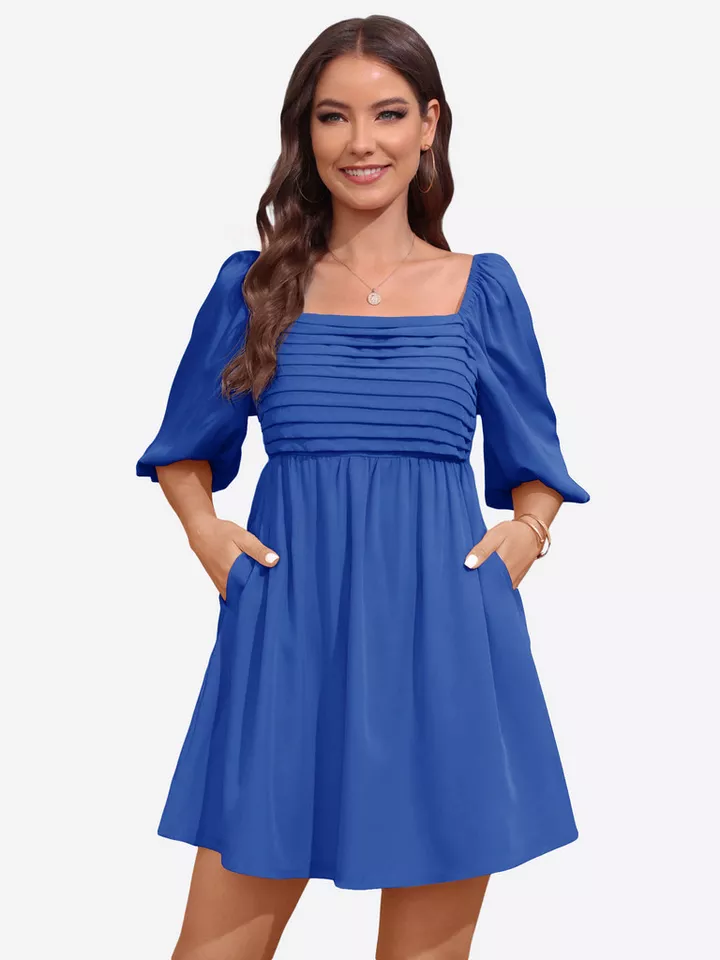 Imily Bela Babydollkleid Damen Lässiges rückenfreies Kleid (Packung, 1-tlg., 1per-Pack) Einfarbig