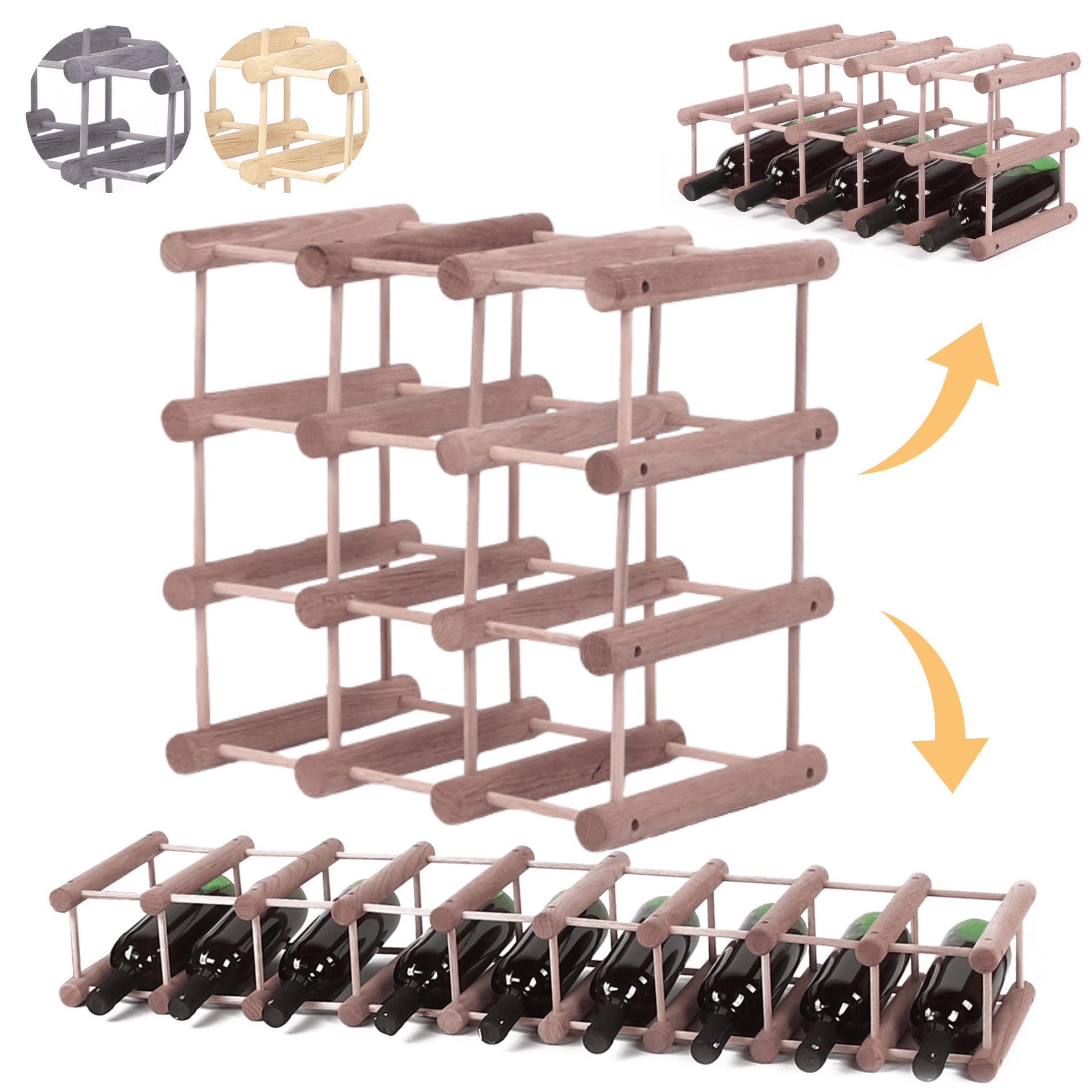 Modo24 Flaschenregal RW7 Eiche Nadelholz Massivholz Für 12 bis 76 Flaschen günstig online kaufen
