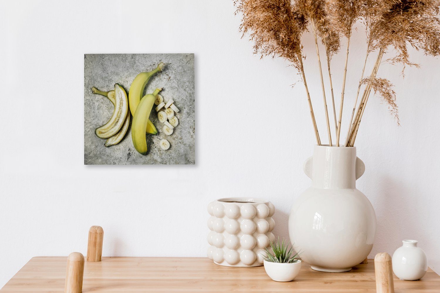 Stein, - - Leinwand Obst Bilder St), Wohnzimmer OneMillionCanvasses® Schlafzimmer für Leinwandbild (1 Banane