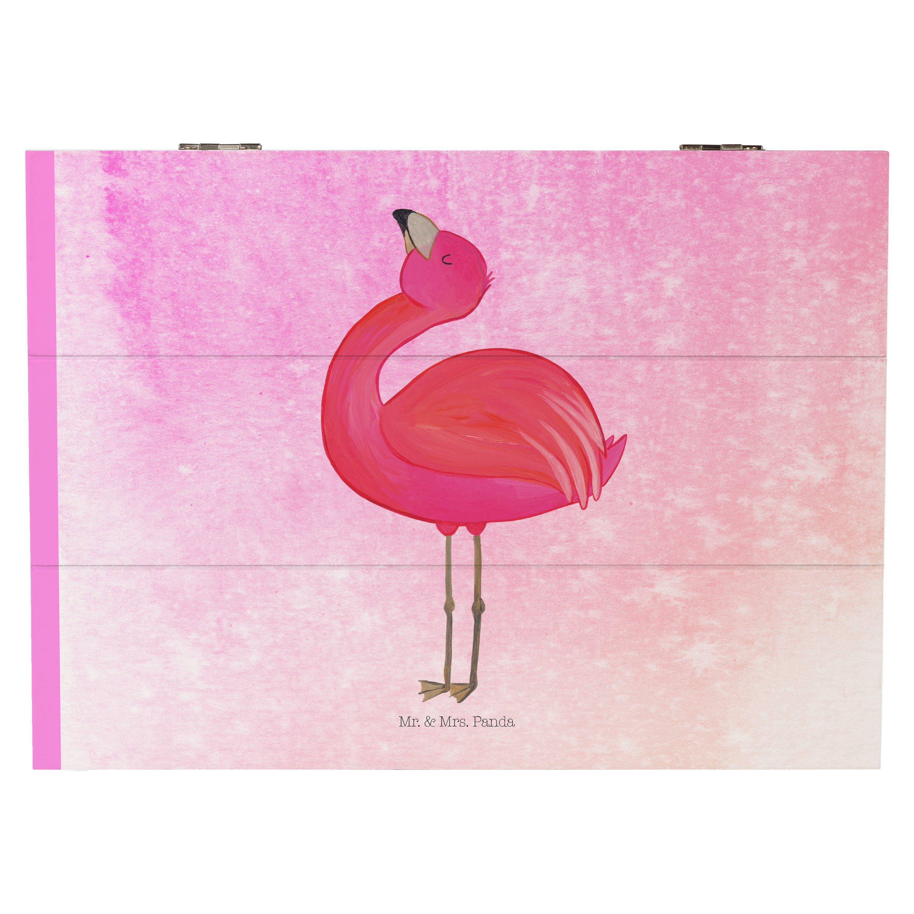 Mr. & Mrs. Panda Dekokiste Flamingo stolz - Aquarell Pink - Geschenk, beste Freundin, Erinnerung (1 St)