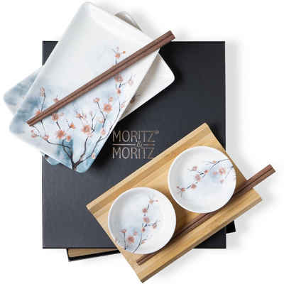 Moritz & Moritz Tafelservice Moritz & Moritz Gourmet - Sushi Set 10 teilig Kirschblüten (8-tlg), 2 Personen, Geschirrset für 2 Personen