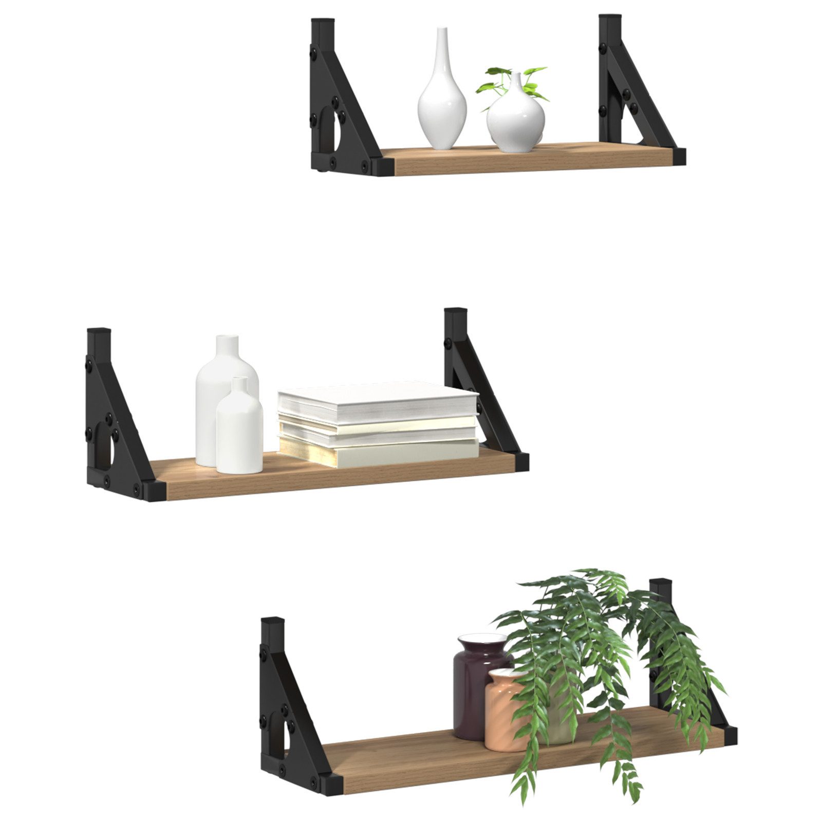 vidaXL Regal 3-teiliges Wandregalset aus Eiche günstig online kaufen