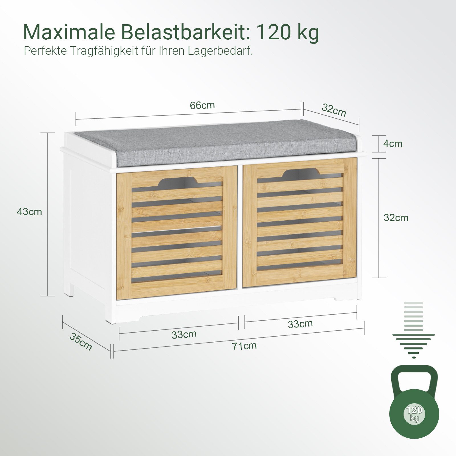 SoBuy Schuhbank FSR23-II, Sitzbank mit Stauraum Dielenbank Sitzkommode Schuhregal Garderobenbank – Bild 5 von 5