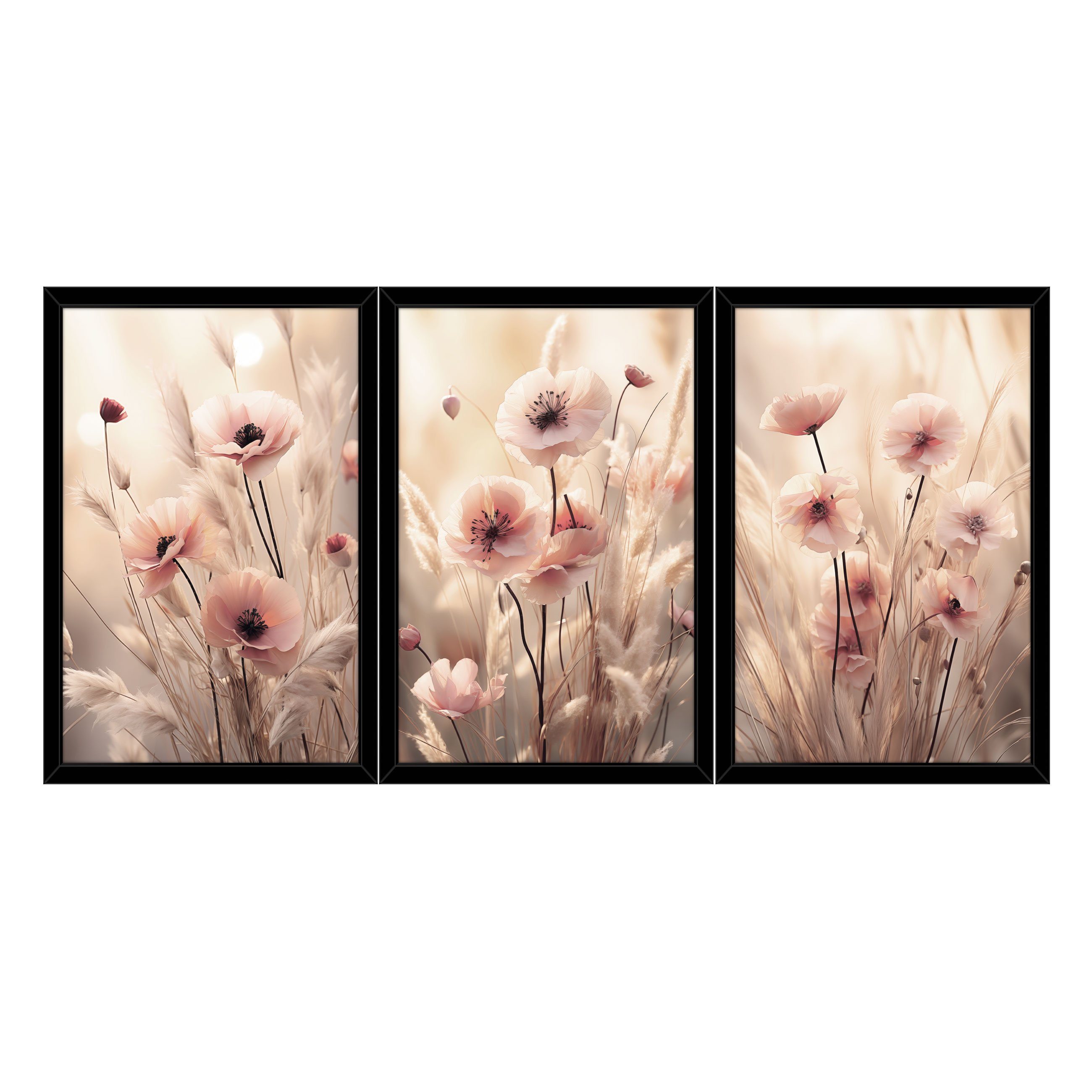 Wallarena Poster SET mit Rahmen Bilder Blumen Wohnzimmer Schlafzimmer Kunst günstig online kaufen