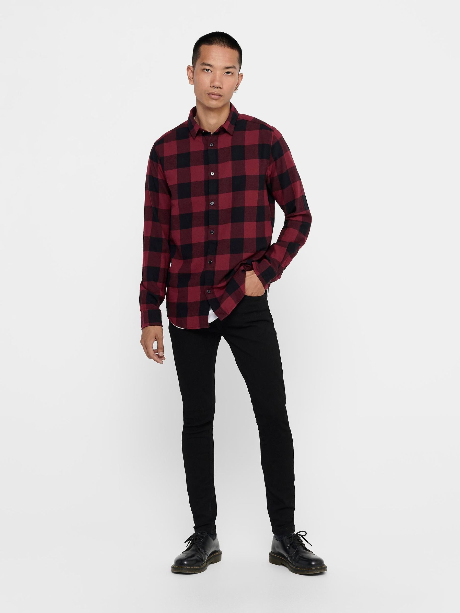 ONLY & SONS Langarmhemd Freizeit Karohemd Holzfäller Kariertes Flanellhemd (1-tlg) ONSGUDMUND LS CHECKED SHIRT NOOS