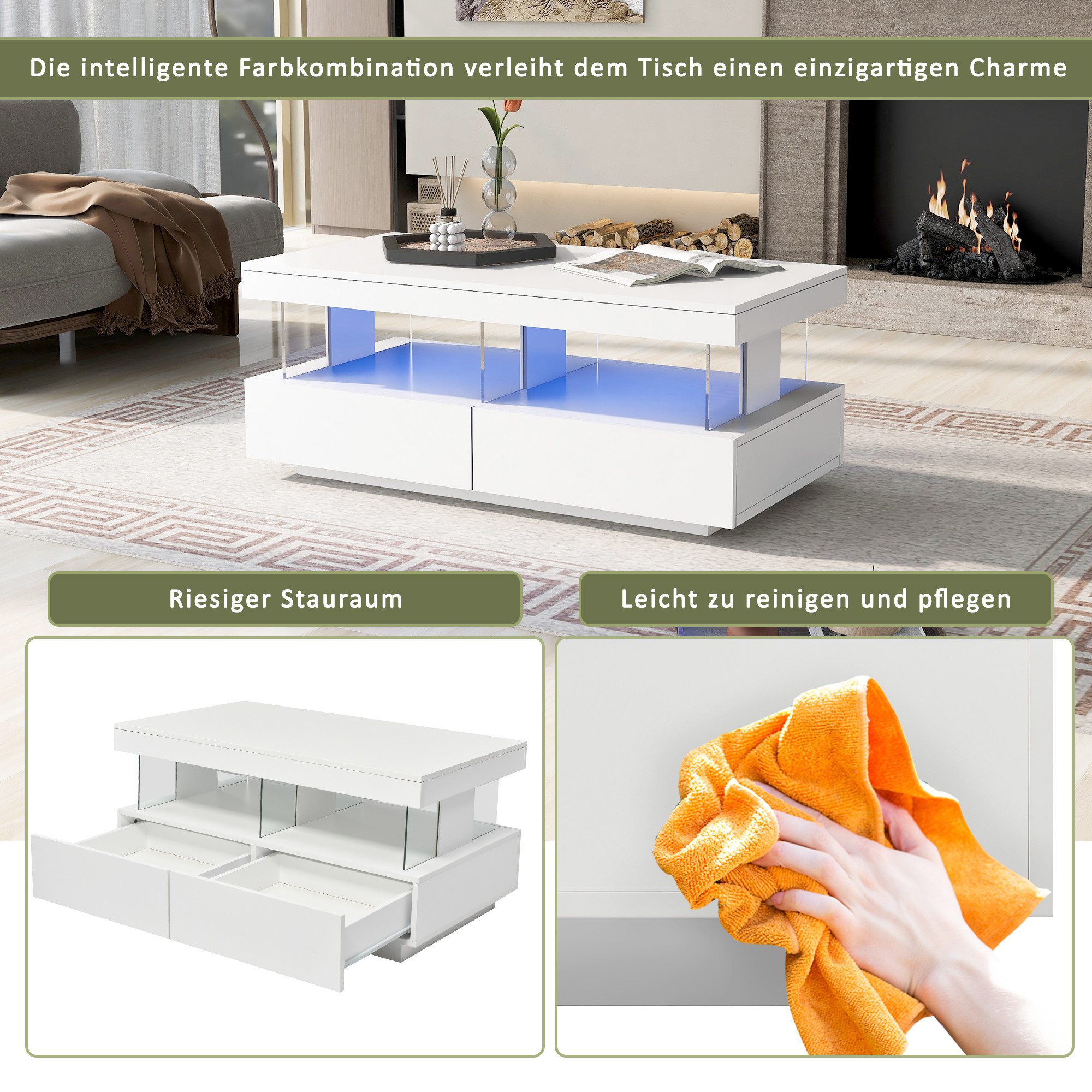 STILVORA Couchtisch Hochglanz-Wohnzimmertisch Beistelltisch Sofatisch,kratz günstig online kaufen