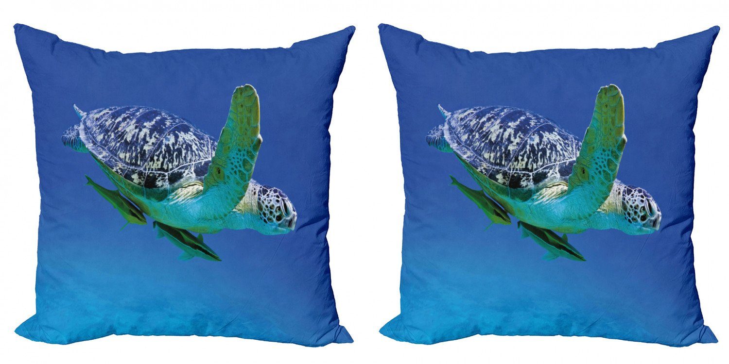 Abakuhaus Aquarium Doppelseitiger Tropen Modern Accent Wasser Digitaldruck, Schildkröte (2 Stück), Kissenbezüge