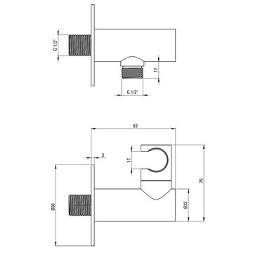 Lomadox Badarmatur SILIA-30 Unterputz-Duscharmatur, 4-teilig, titaniumfarben