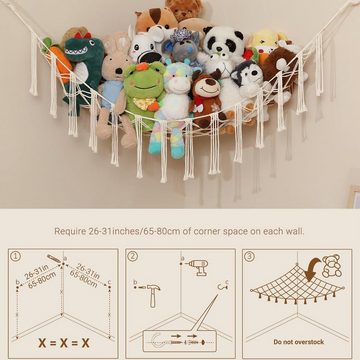 Fivejoy Hängekorb Kuscheltier Aufbewahrung Netz Boho Makramee Spielzeug Organizer (1 St), Hängend Stofftier Hängematte für Plüschtiere und Teddybären