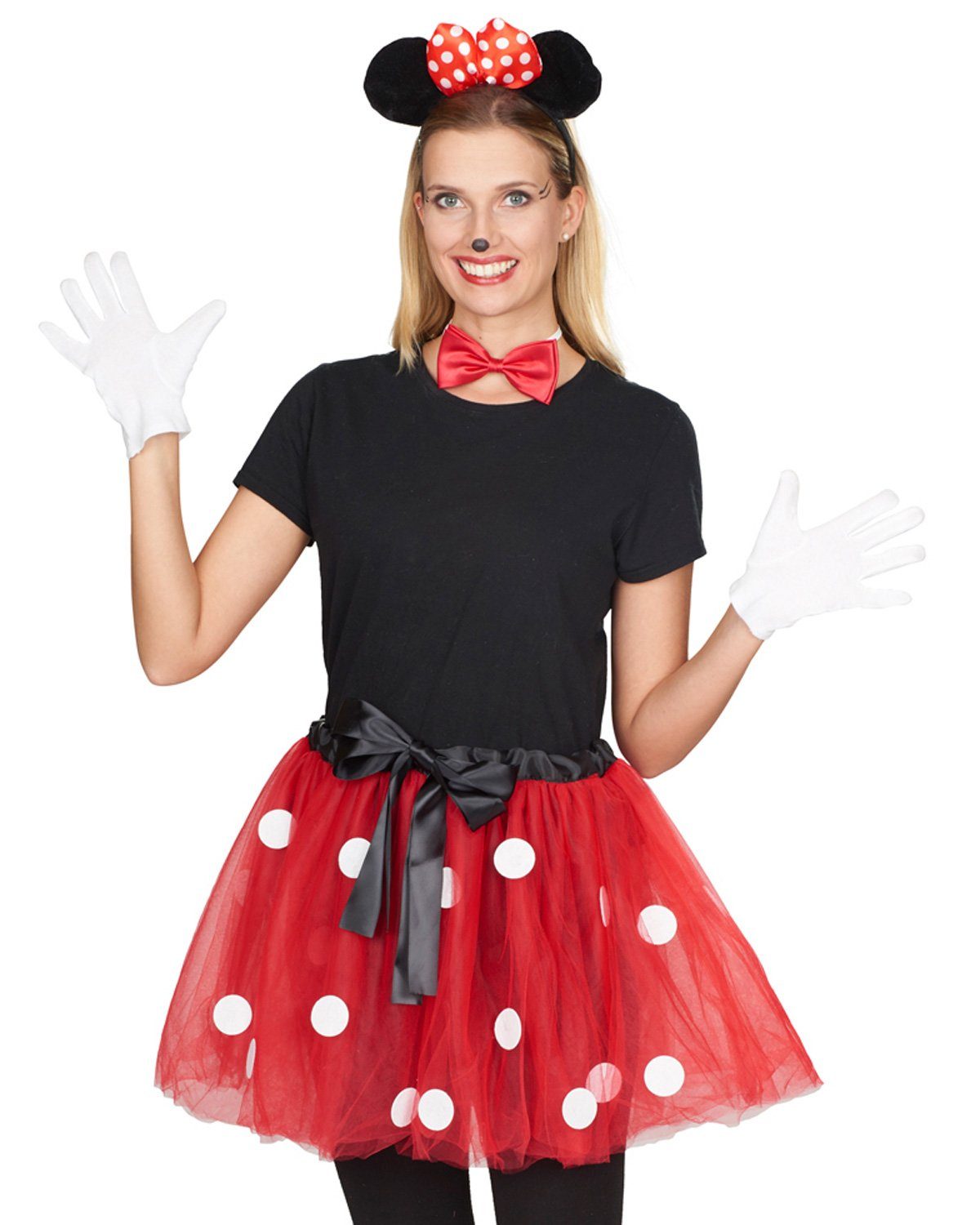 Das Kostümland Kostüm Minnie Maus Tüllrock für Damen - 414006, Rot Weiß
