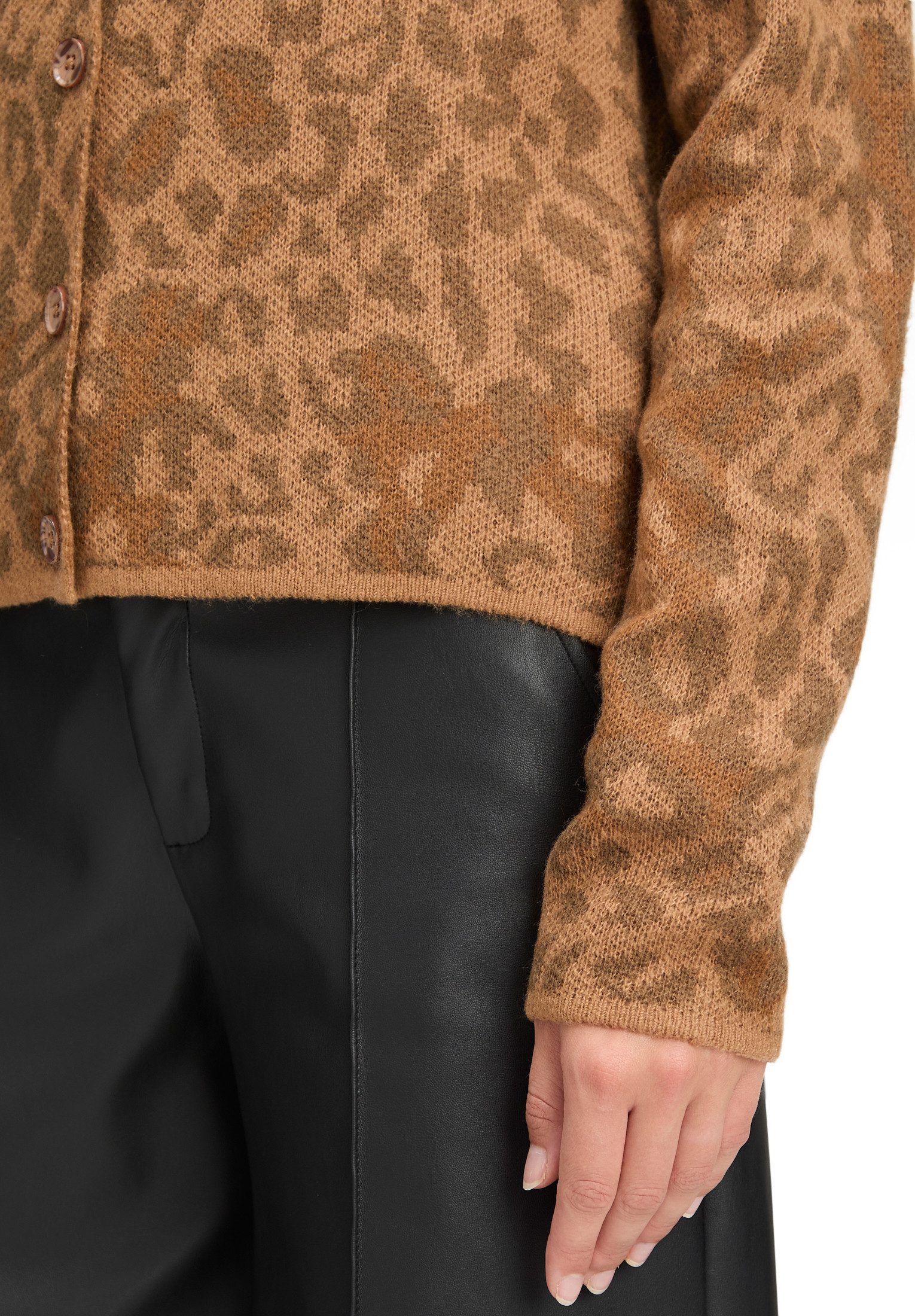 Cartoon Strickjacke Damen mit Rundhalsausschnitt (1-tlg)