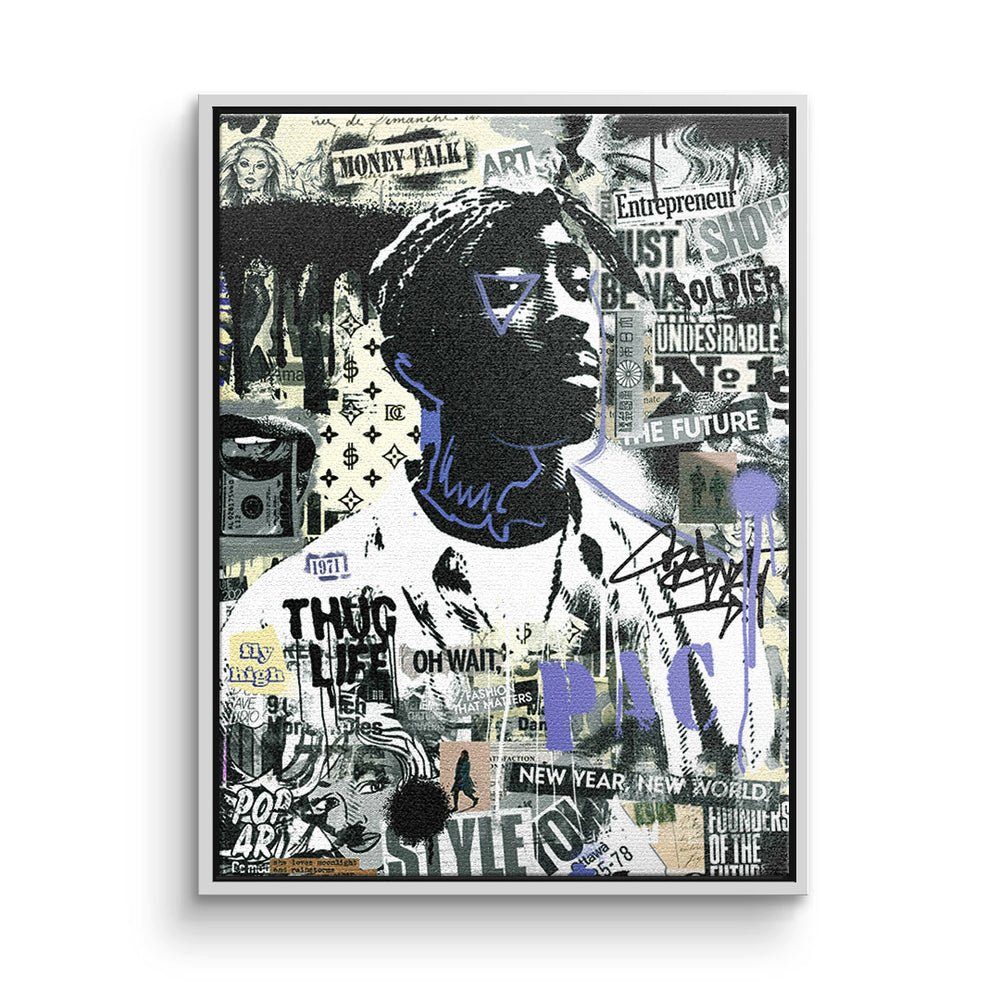 DOTCOMCANVAS® Leinwandbild, Premium Motivationsbild - - Tupac Rahmen Streetart schwarzer