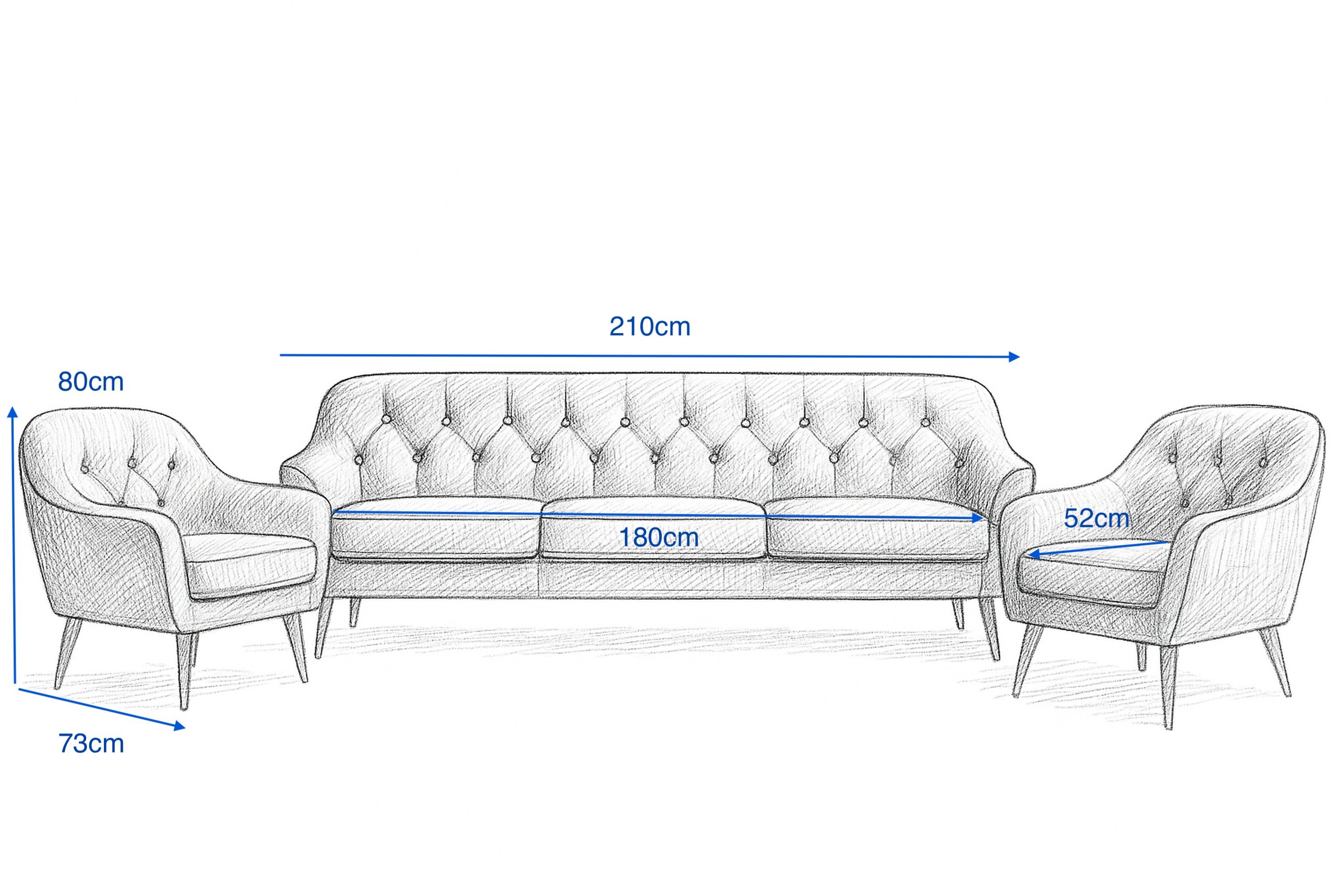 A&J MöbelLand GmbH Polstergarnitur BENITO: 3-Sitzer Sofa + 2 Sessel, (Bringen Sie mit dem stilvollen Set BENITO, bestehend aus einem großzügigen 3-Sitzer Sofa u – Bild 3 von 5