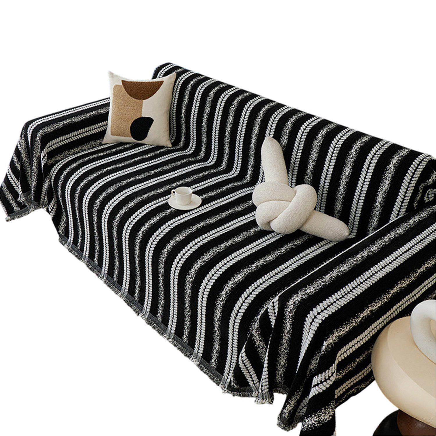 Refttenw Sofahusse Stretch-Sofabezug Jacquard Sofaüberwurf Rutschfest Abwaschbar