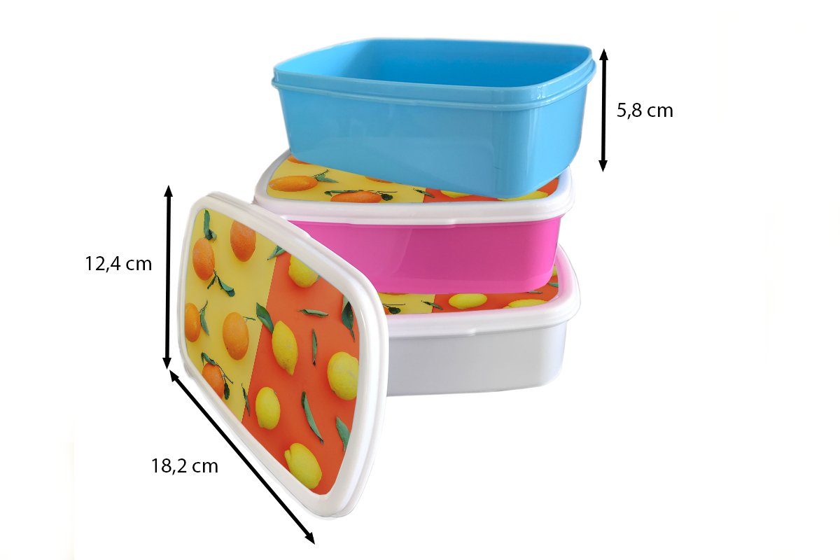 Kunststoff Mädchen, Erwachsene, (2-tlg), Kinder, Gelb, Zitrone - Lunchbox Brotbox MuchoWow Orange Brotdose Kunststoff, rosa - Snackbox, für
