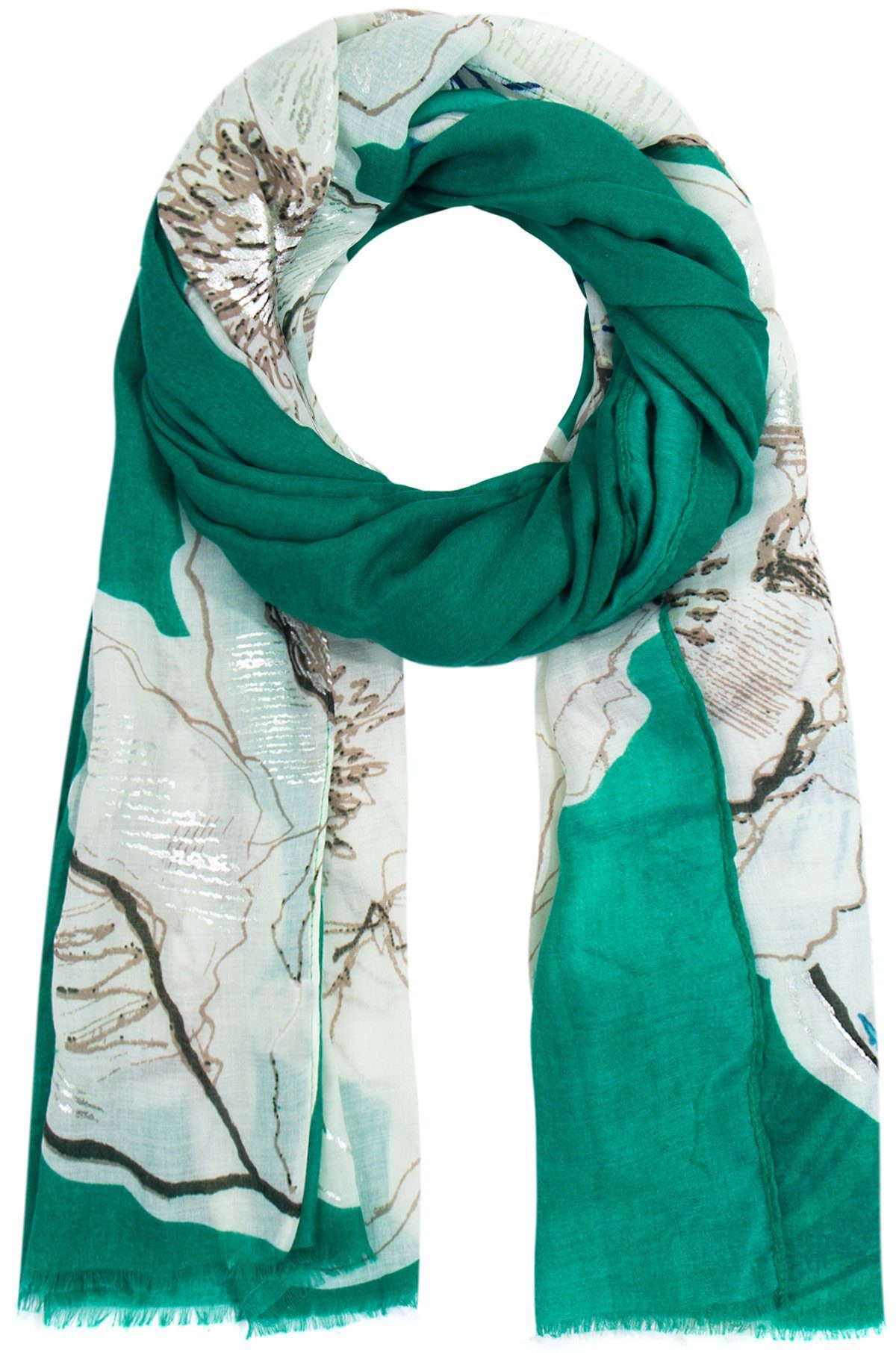 Faera Modeschal, Damen Schal große Blüten weich und leicht XXL