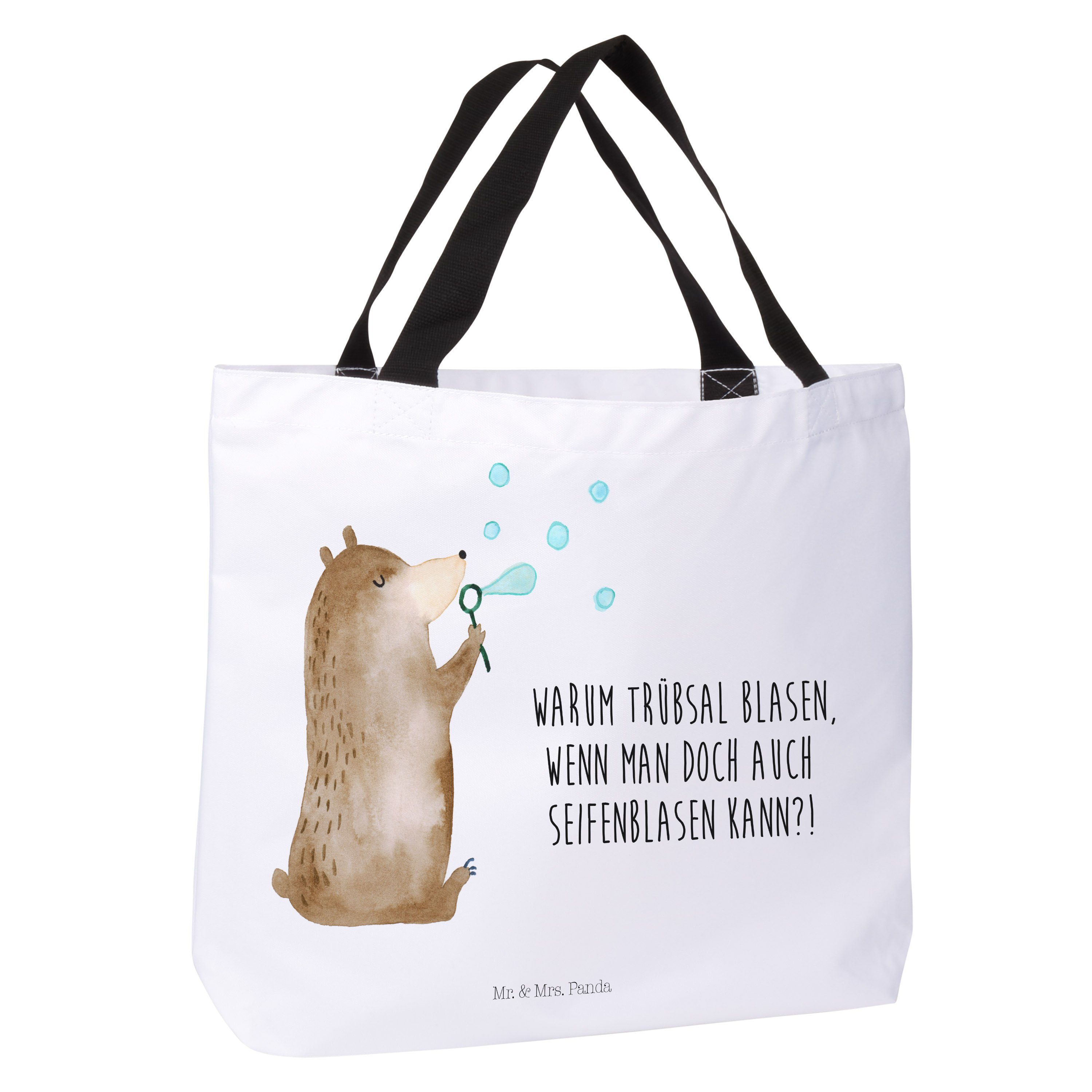 Mr. & Mrs. Panda Shopper - Geschenk, Te Seifenblasen Einkaufstasche, (1-tlg) Bär Alltagstasche, - Weiß