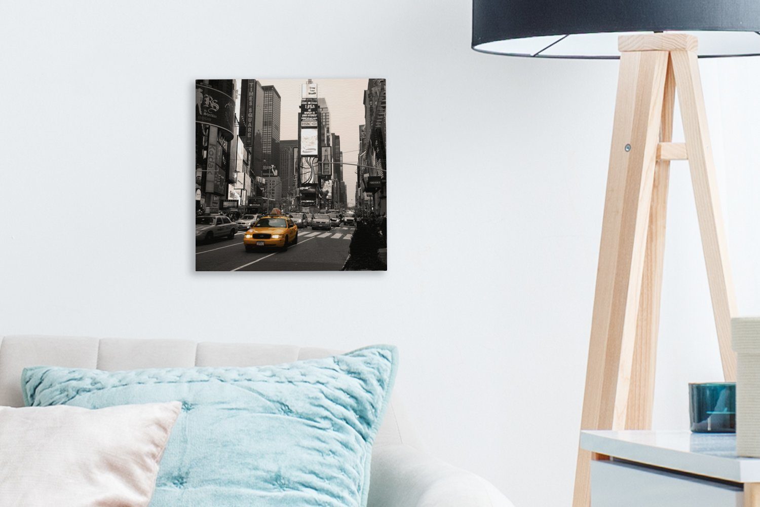 (1 Gelb, OneMillionCanvasses® Leinwand Bilder Leinwandbild für Taxi St), - Square Schlafzimmer - Wohnzimmer Times