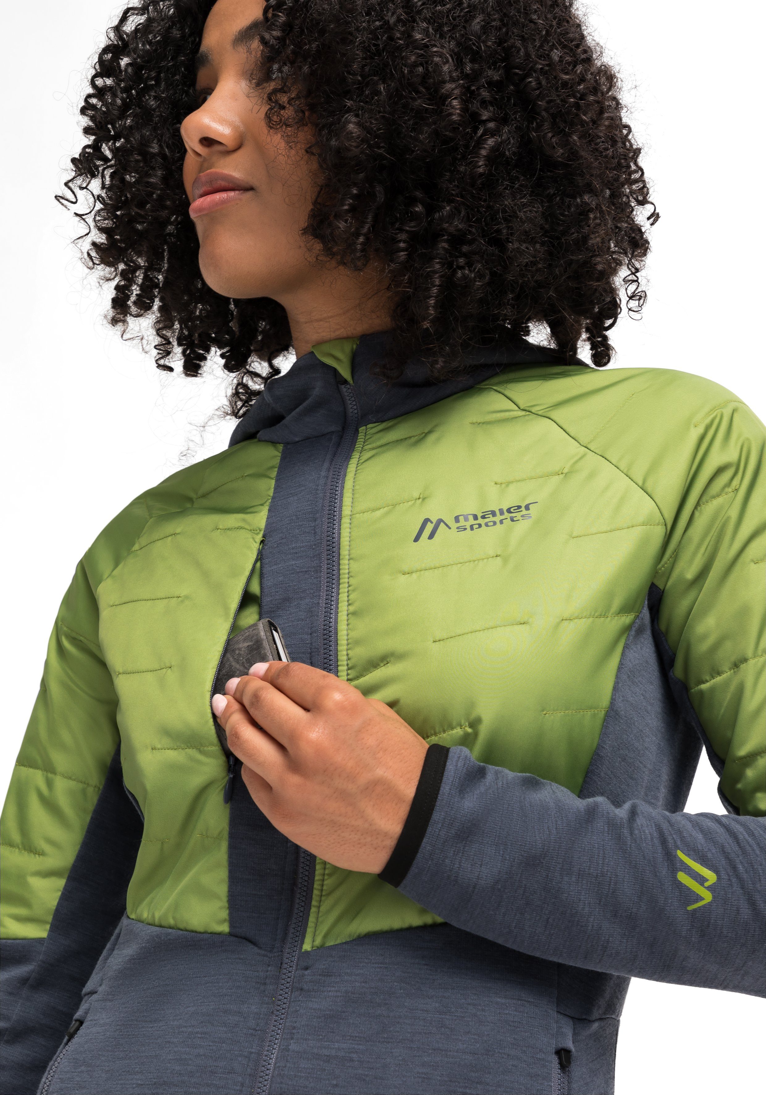 Damen wattiert, Wanderjacke Outdoorjacke atmungsaktive 3 Sports Trekking-Jacke Taschen Lanus Maier W grasgrün mit