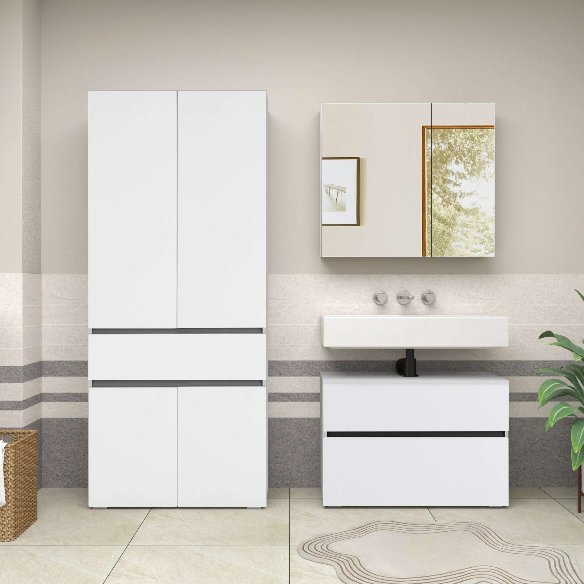 Home affaire Badmöbel-Set Wisla, (Set, 2-St), Spiegelschrank, WBU mit Sipho günstig online kaufen