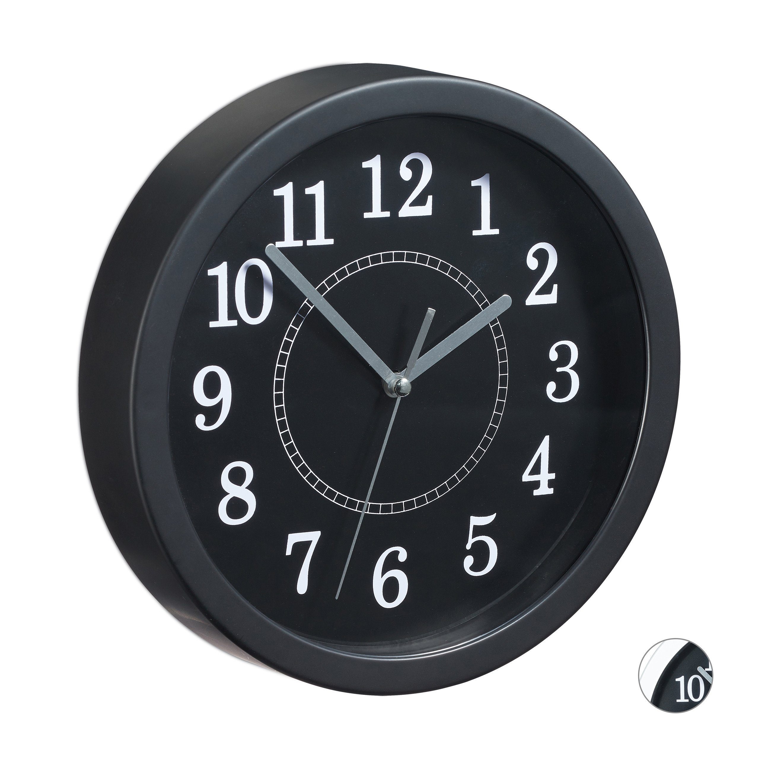 relaxdays Wanduhr rund 20cm (Schwarz) günstig online kaufen