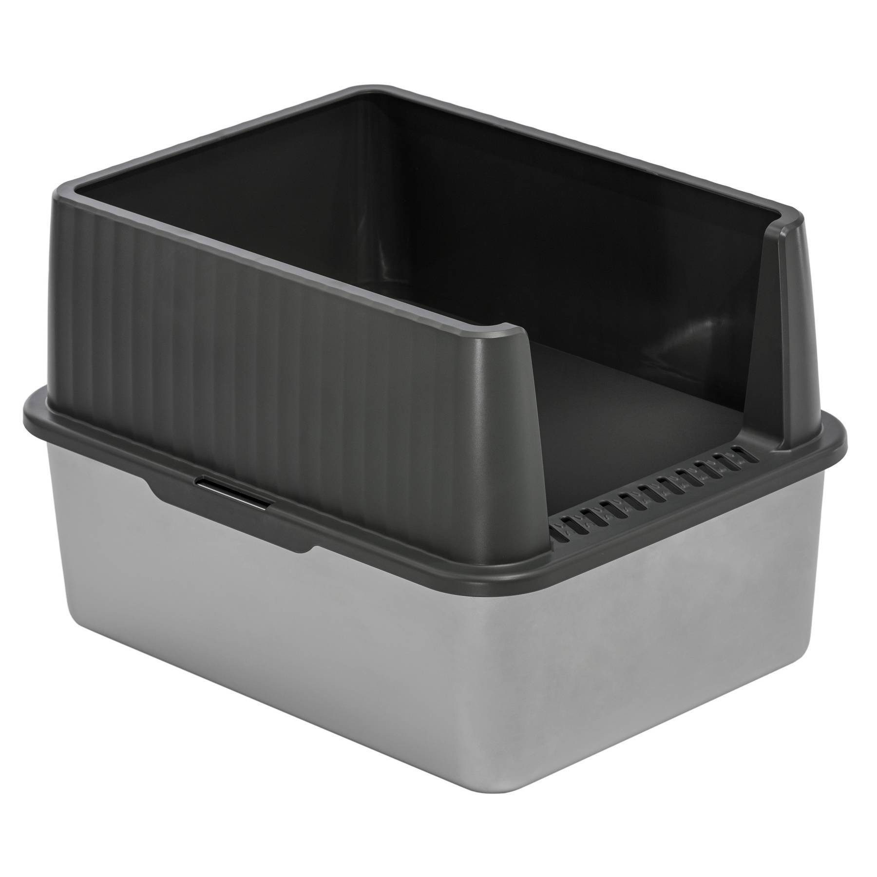 Katzentoilette Katzentoilette Edelstahl und Rand 44 x 34 x 30 cm Grau-Silber
