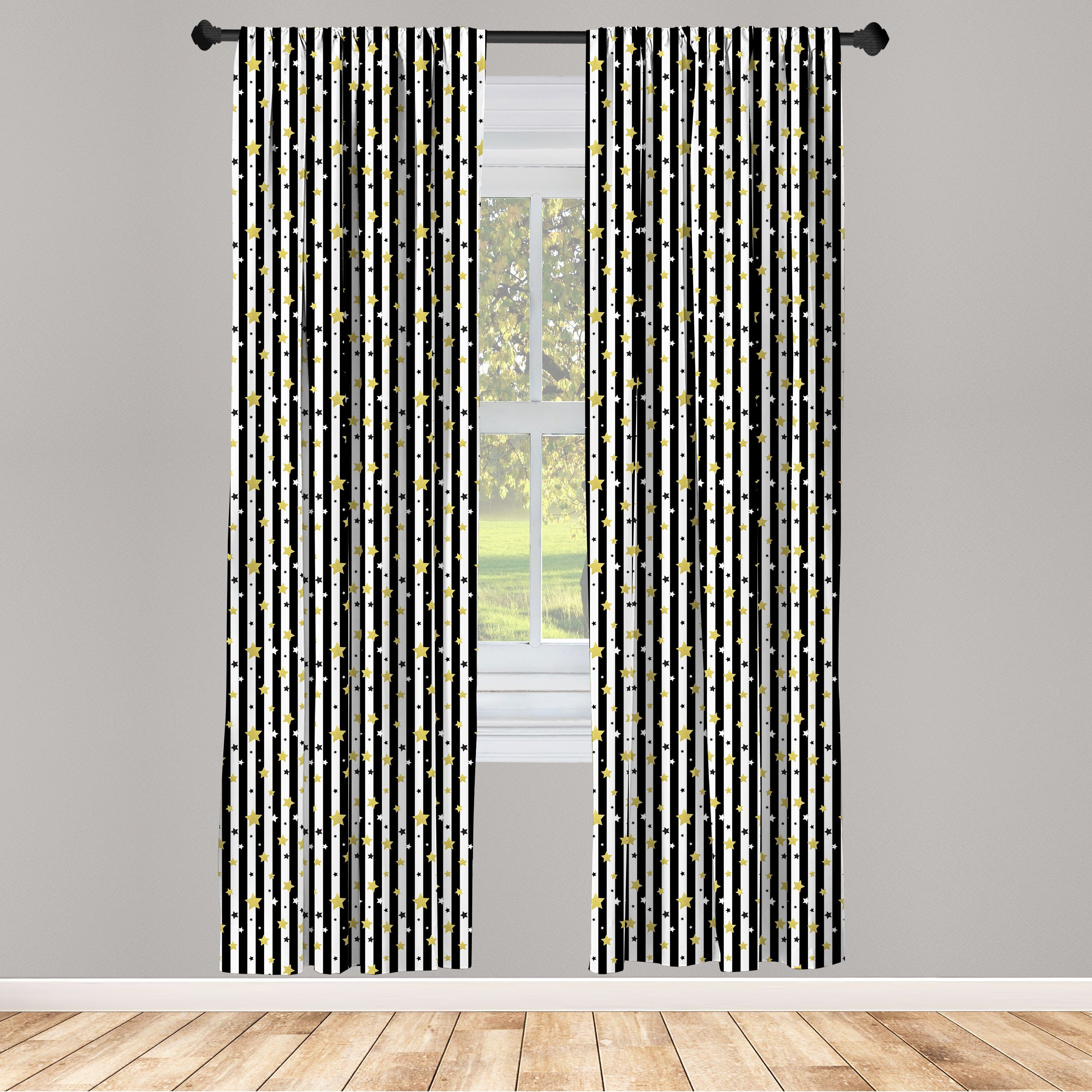 Gardine Vorhang für Wohnzimmer Schlafzimmer Dekor, Abakuhaus, Microfaser, Gestreift Vertikale Linien Sterne