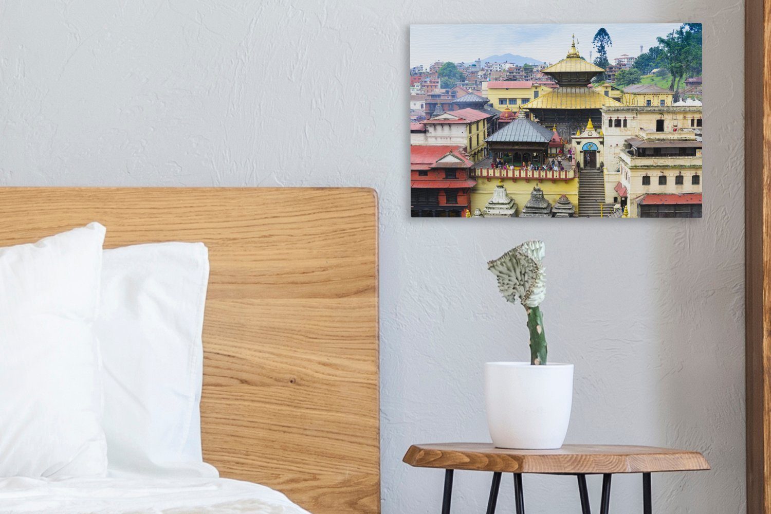 OneMillionCanvasses® Leinwandbild 30x20 cm Wandbild Wanddeko, Nepal, Pashupatinath-Tempel (1 St), Leinwandbilder, Aufhängefertig