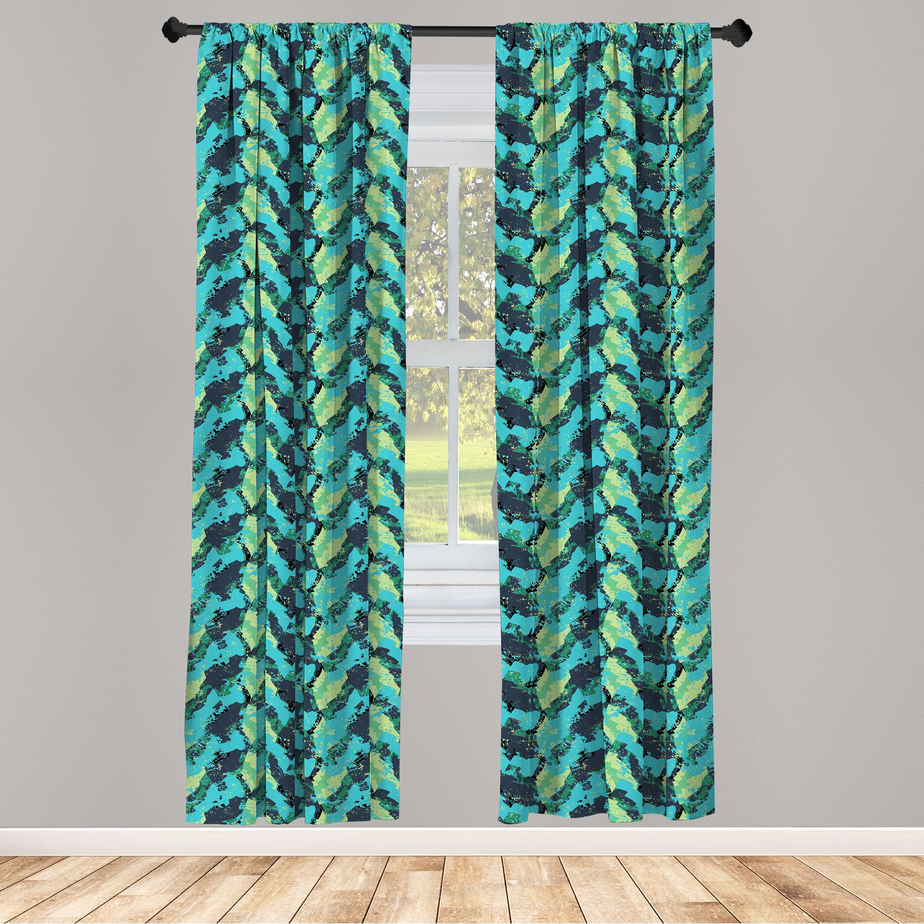 Gardine Vorhang für Wohnzimmer Schlafzimmer Dekor, Abakuhaus, Microfaser, Panne Grunge Auszugs-Wellen
