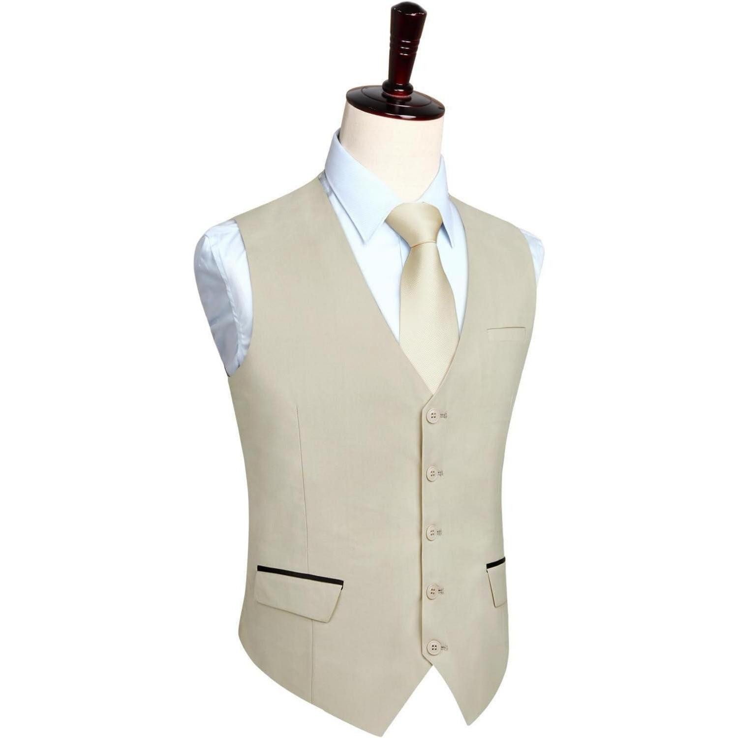 LuxusKollektion Krawatte Anzugweste Herren Hochzeit Businessweste Smoking Taschen Champagne S