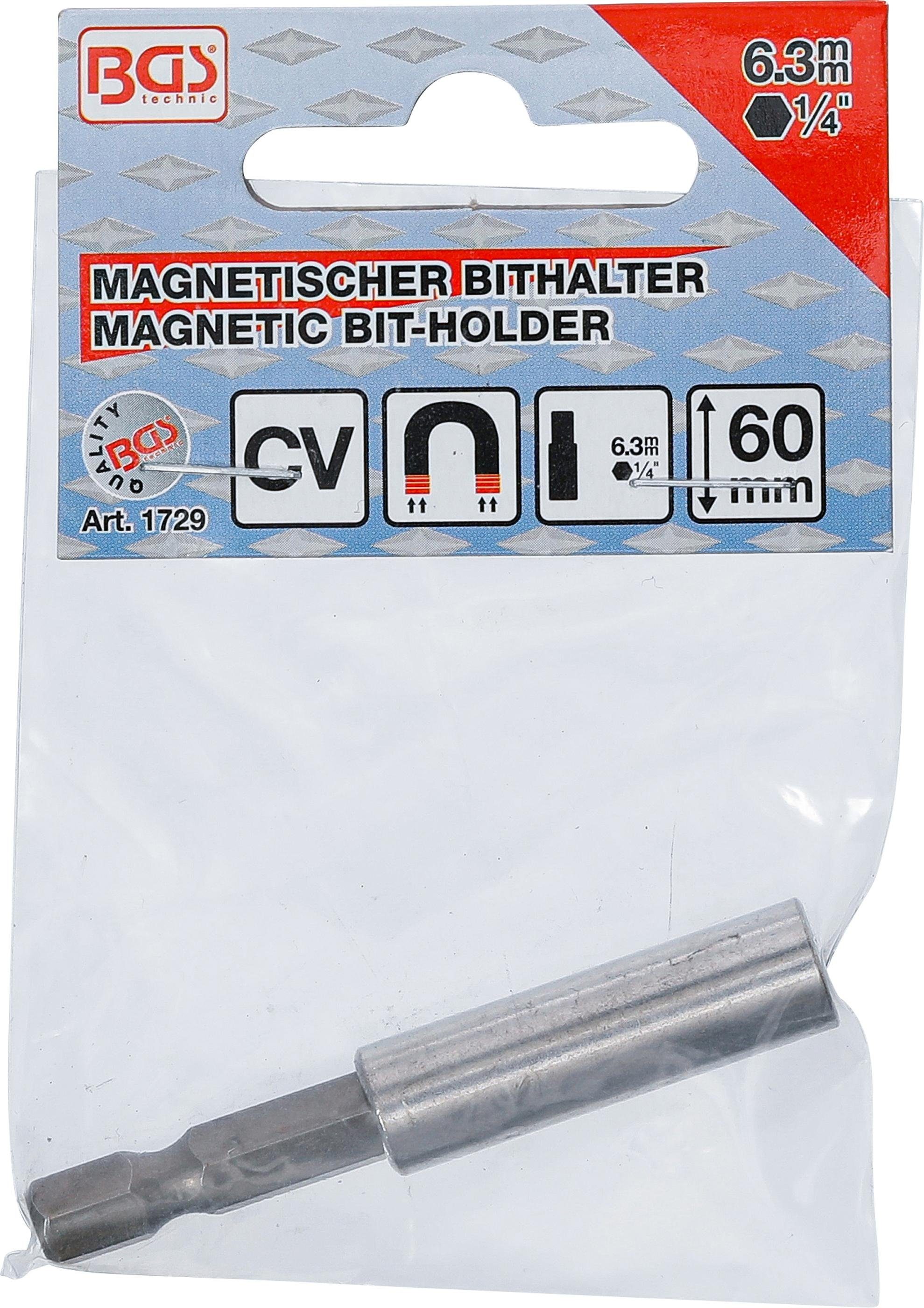 Bithalter, (1/4), 60 technic Außensechskant Abtrieb Ratschenringschlüssel BGS mm 6,3 mm Magnetischer
