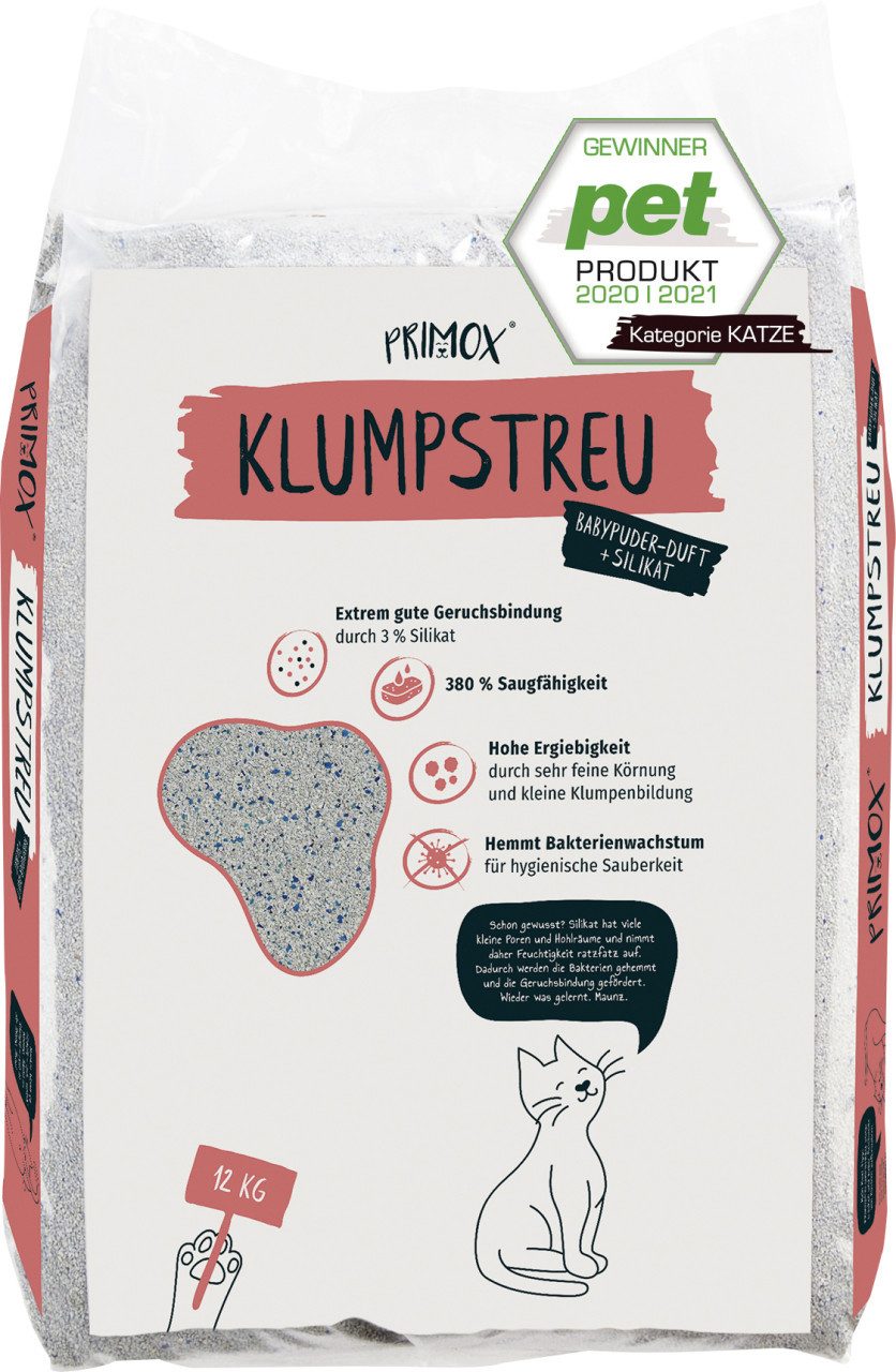 Primo Katzentoilette Primox Katzenstreu Babypuder und Silikat 12 kg
