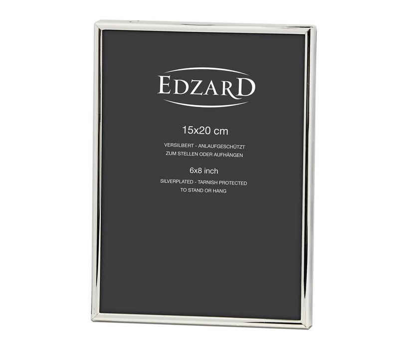 EDZARD Bilderrahmen »Genua«, versilbert und anlaufgeschützt, für 15x20 cm Foto - Fotorahmen, Rahmen für Foto zum Hinstellen und Aufhängen