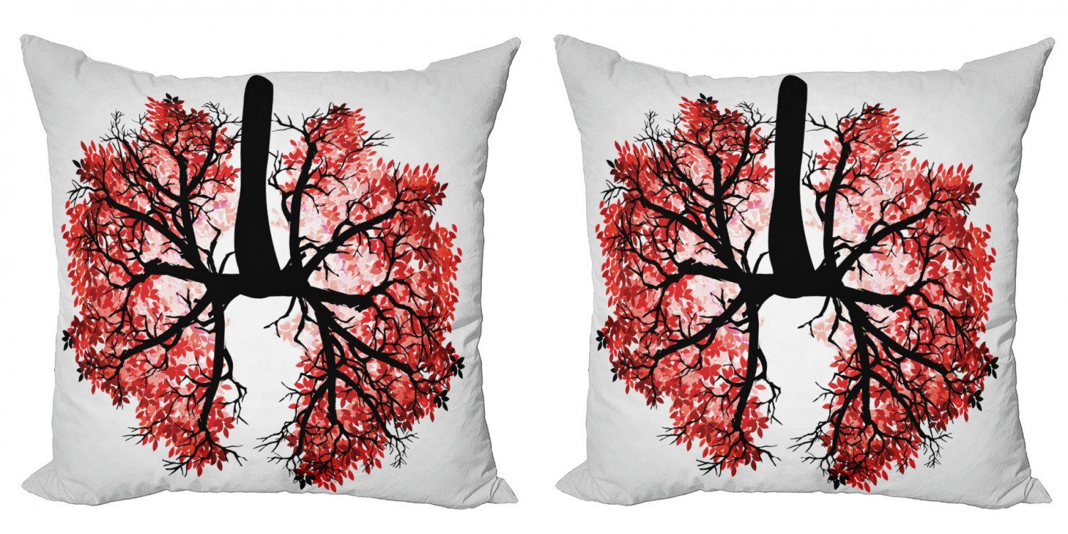 Kissenbezüge Modern Accent Doppelseitiger Digitaldruck, Abakuhaus (2 Stück), Baum Menschliche Lunge Floral Gesunde