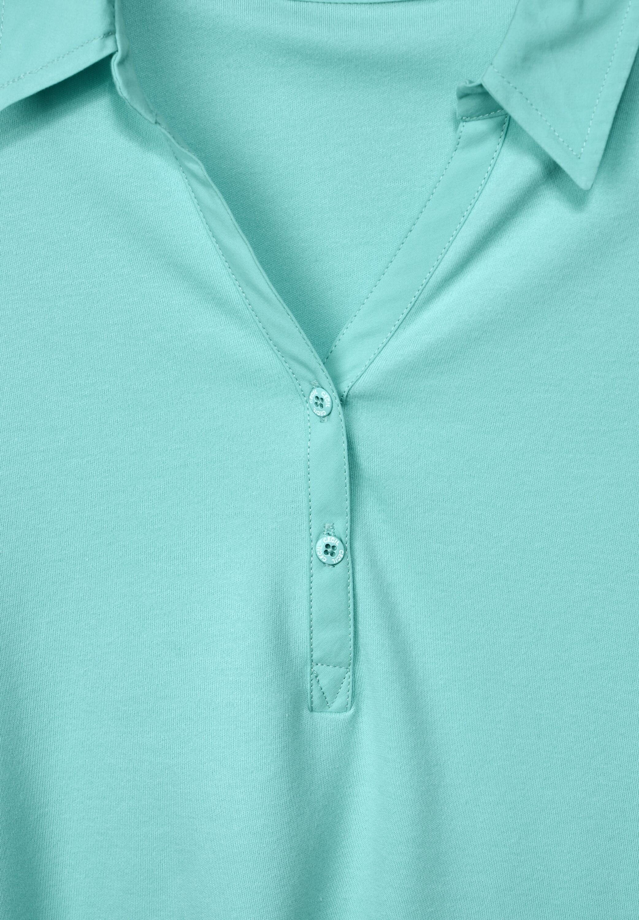 Cecil Poloshirt Kragen und halbe mint am Ausschnitt Knopfleiste green cool