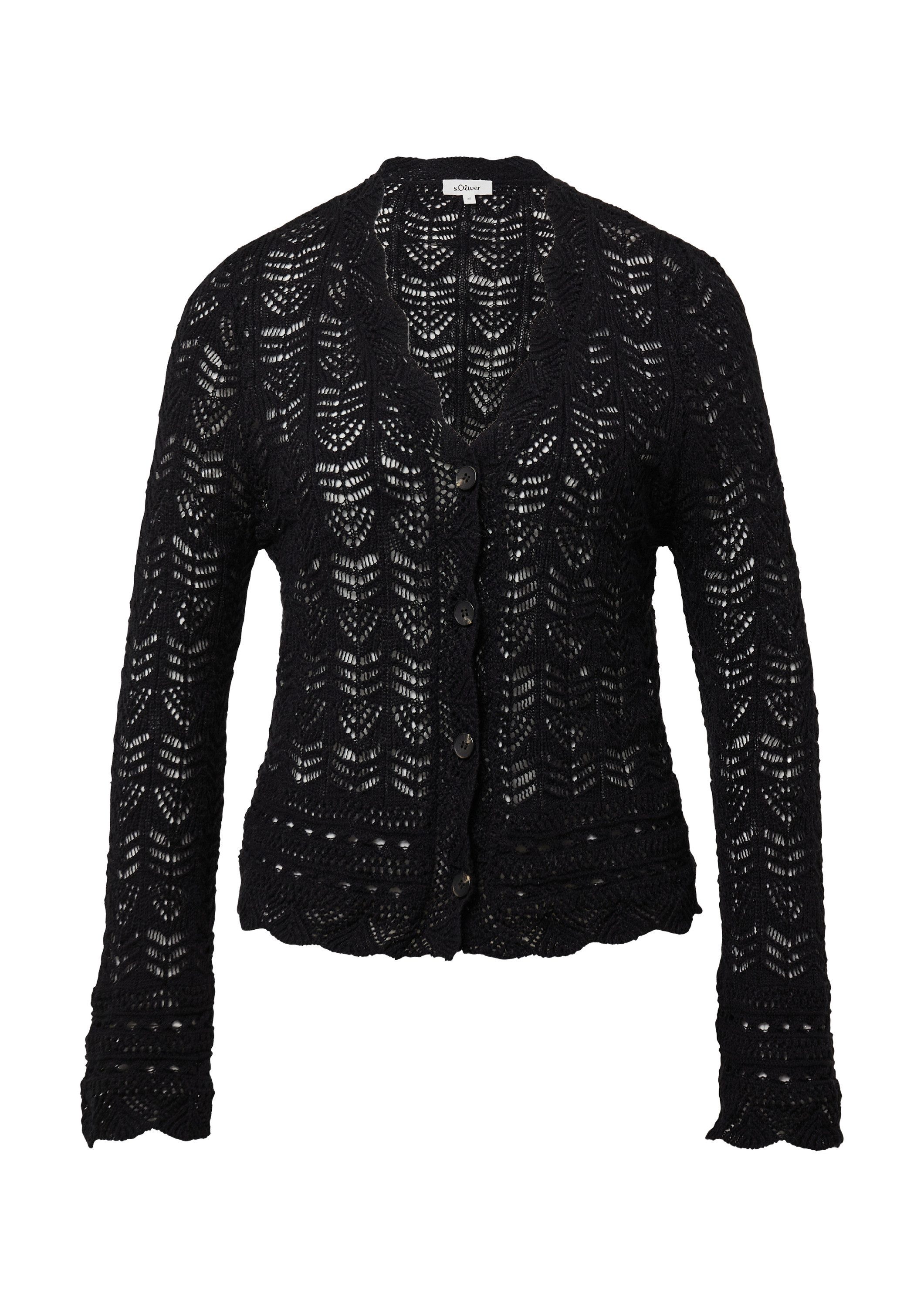 s.Oliver Cardigan Indoor-Jacke Cardigan aus Ajourstrick mit V-Ausschnitt günstig online kaufen