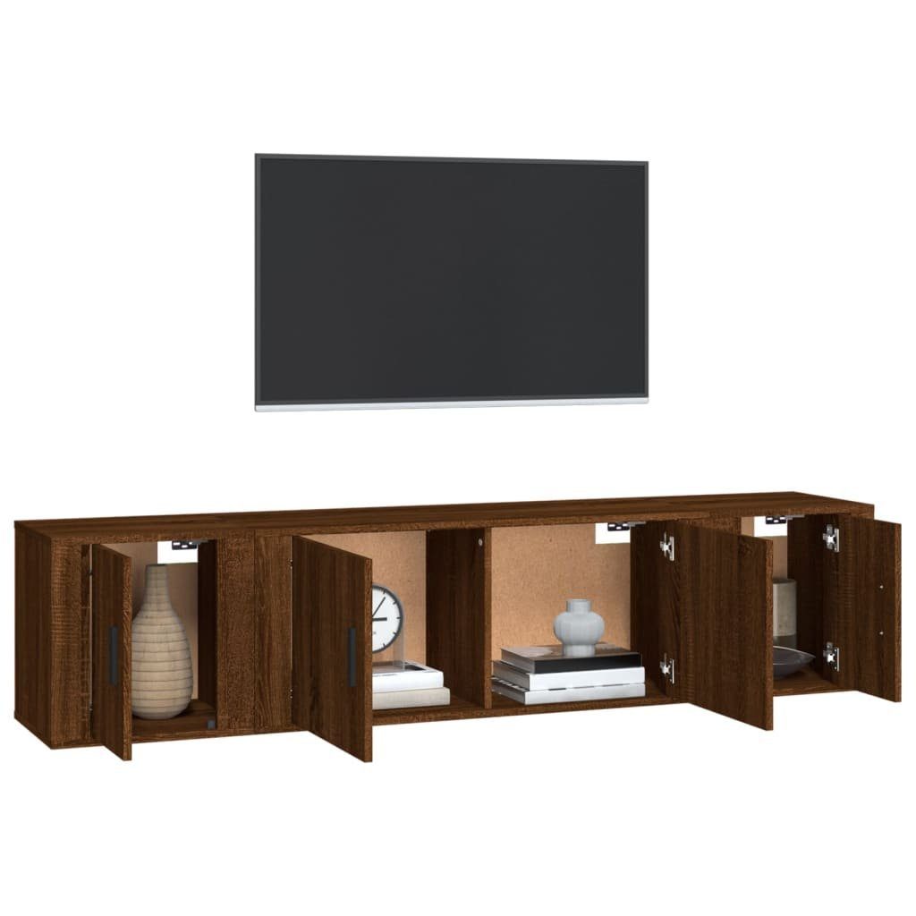 furnicato Eichen-Optik Holzwerkstoff Braun TV-Schrank TV-Schrank-Set 3-tlg.